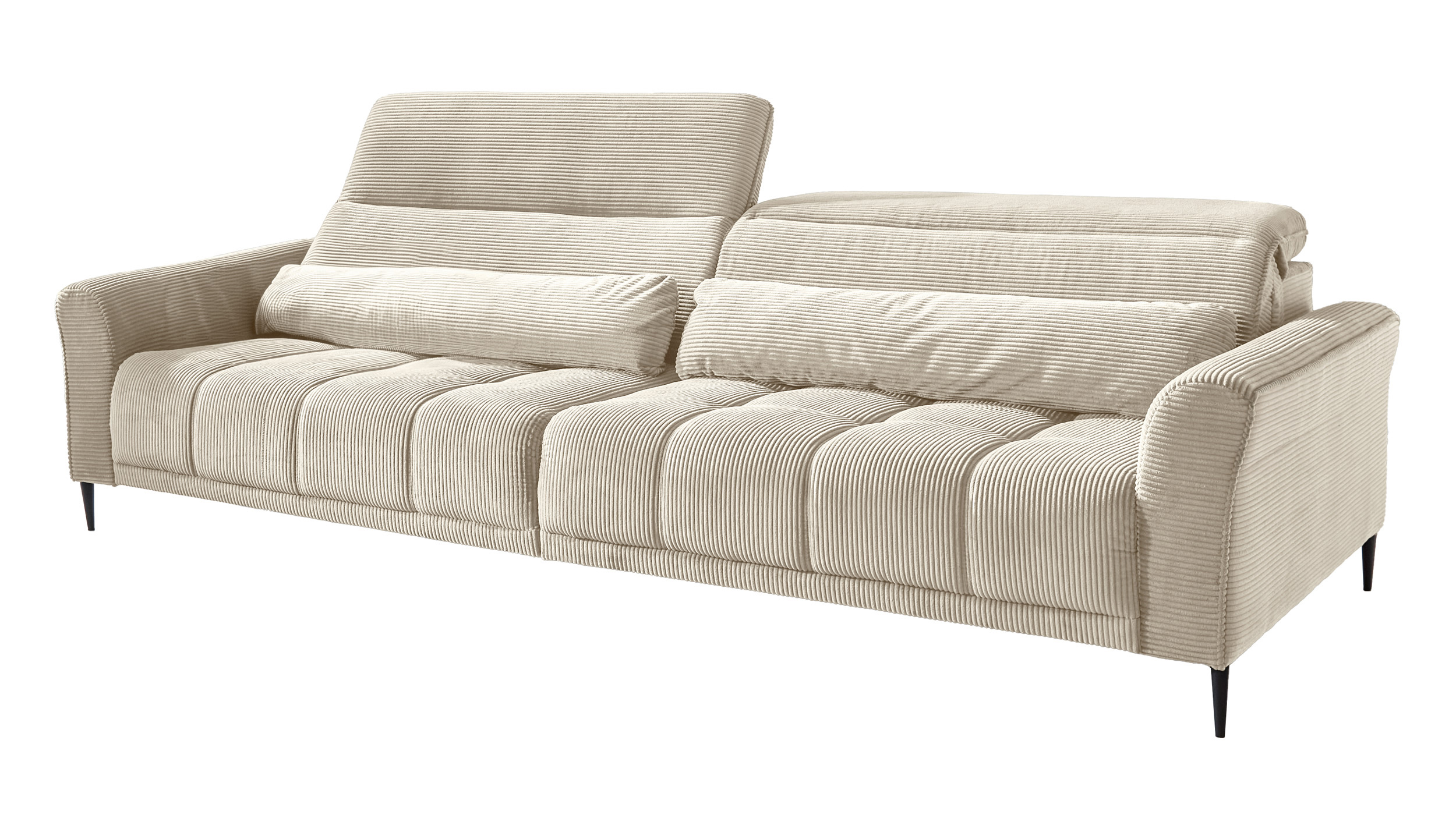 Big Sofa Cord beige 280 cm - mit Nosagunterfederung - LOGAN