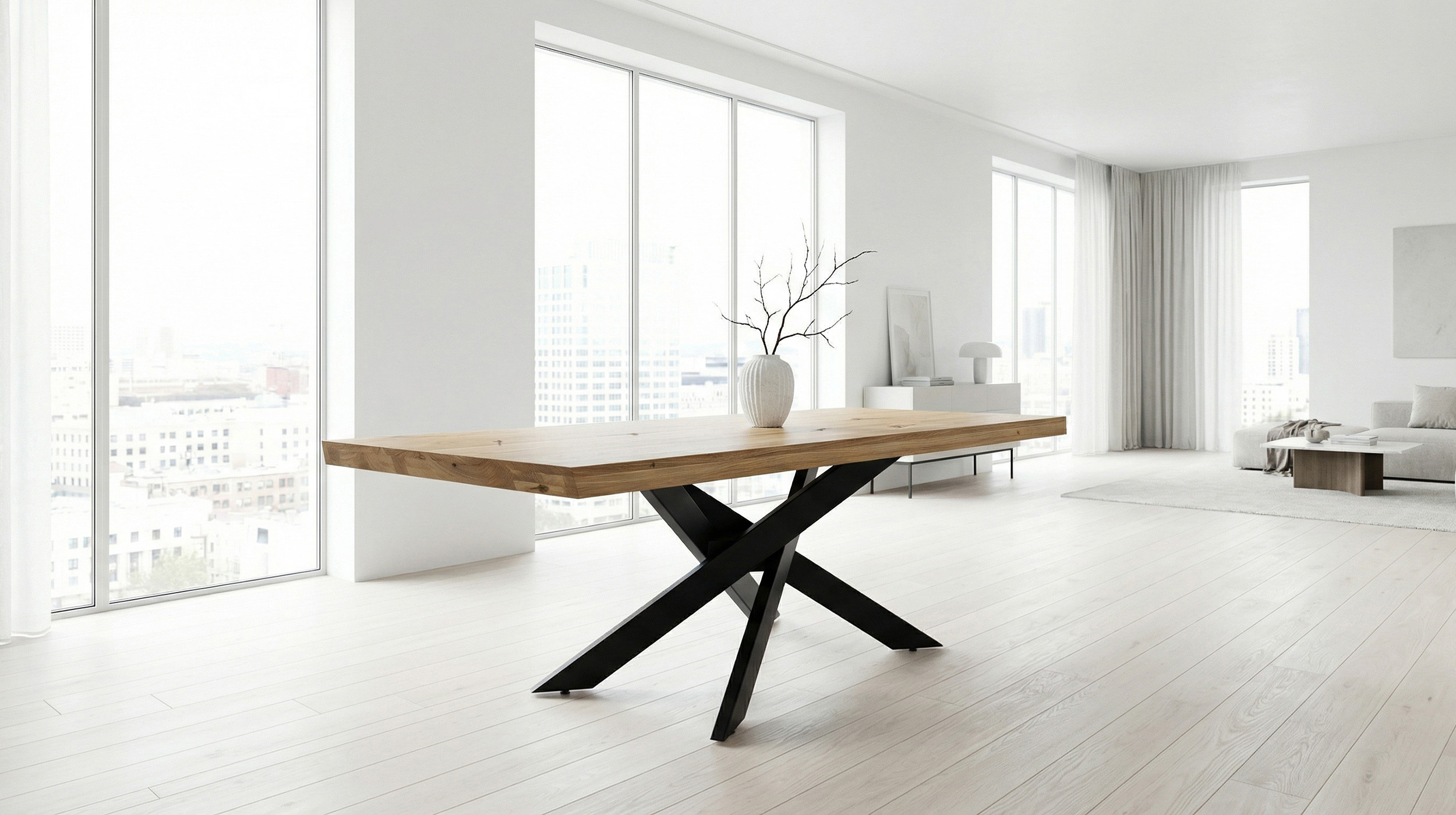 Esstisch Massivholztisch 220 x 100 cm Wildeiche geölt - AHUS