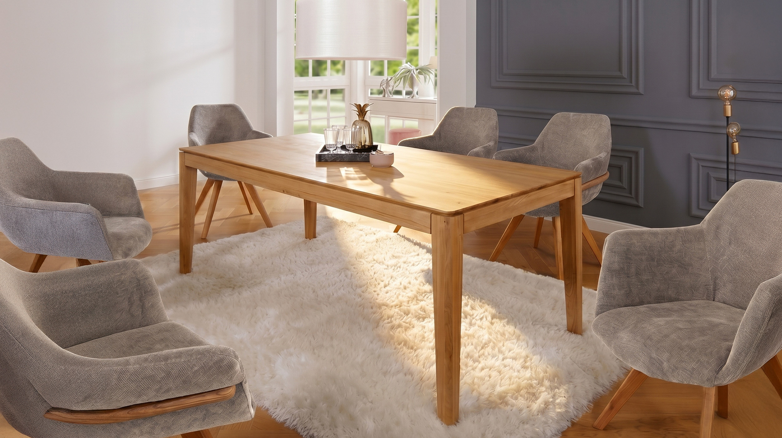 Esstisch ausziehbar 160-245 cm Massivholz Wildeiche geölt - FLAVIA