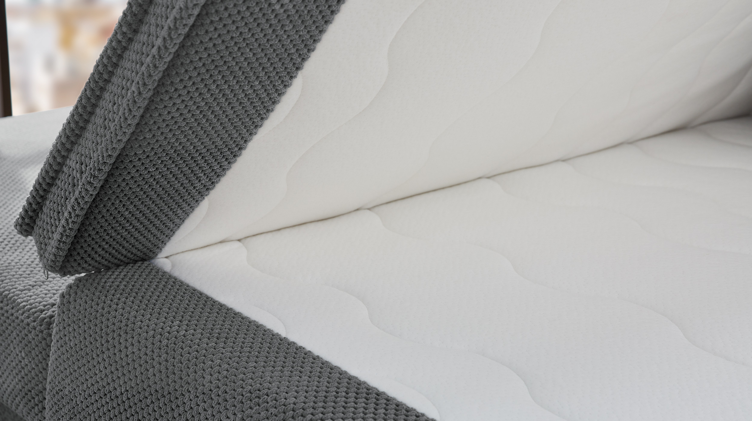 Schlafsofa Cord grau Bettkasten Dauerschläfer 205 cm - DREAMER