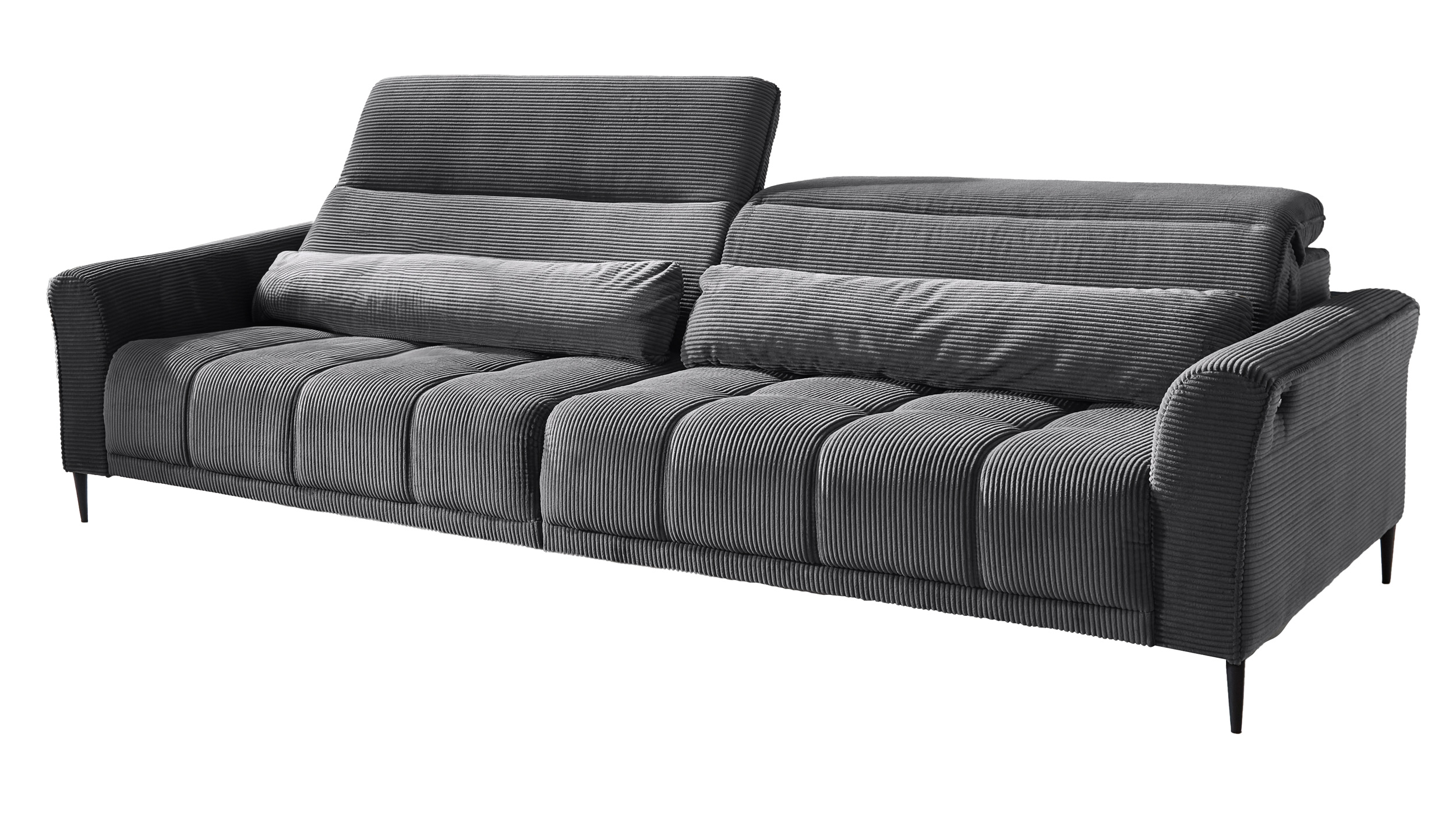 Big Sofa Cord grau ausziehbar - Sitztiefenverstellung - 280 cm - LOGAN 