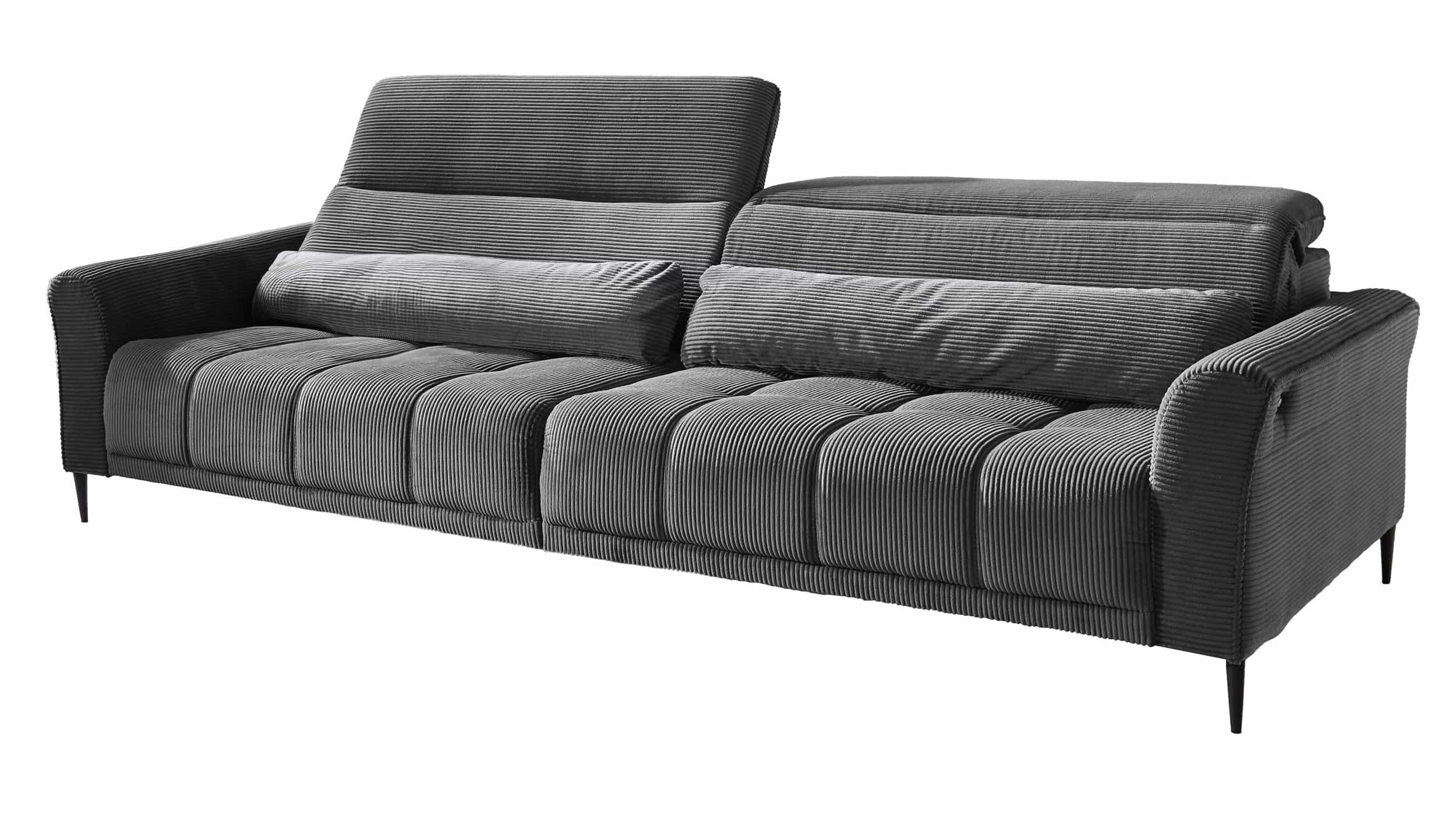 Big Sofa grau - Cordbezug - 280 cm - Nosagunterfederung - LOGAN 