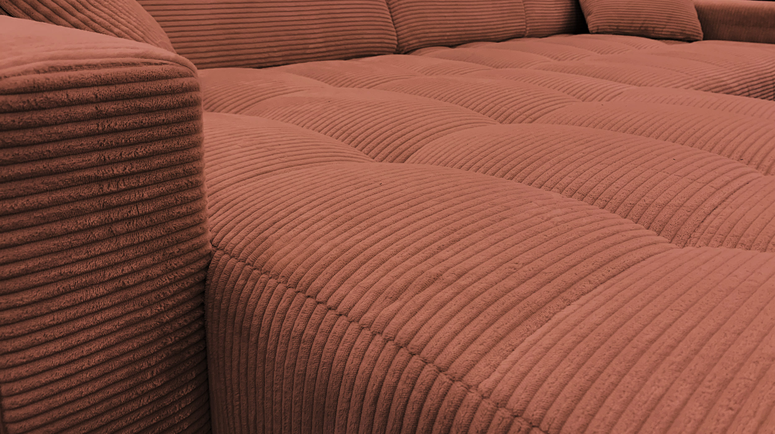 Ecksofa Cord rost ausziehbar - Sitztiefenverstellung 256 cm - OT links - SIMPLE