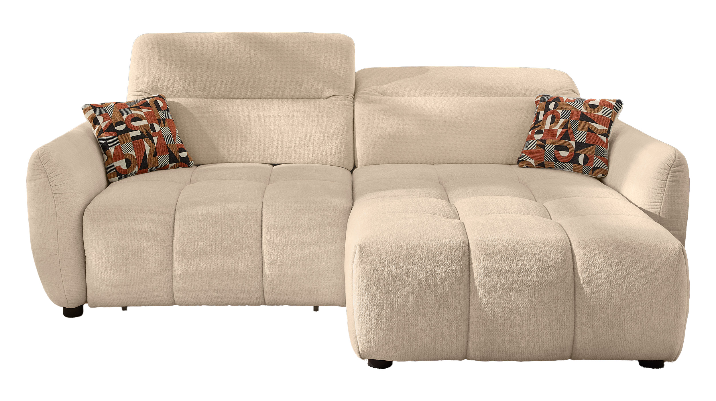 Ecksofa beige ausziehbar mit Relaxfunktion 260 x 191 cm - ZOOM