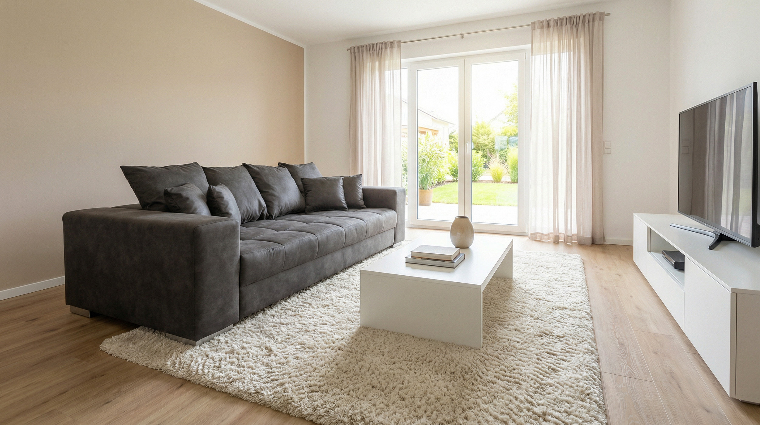 Big Sofa grau Vintage - 254 cm - Microfaser - BORNEO
