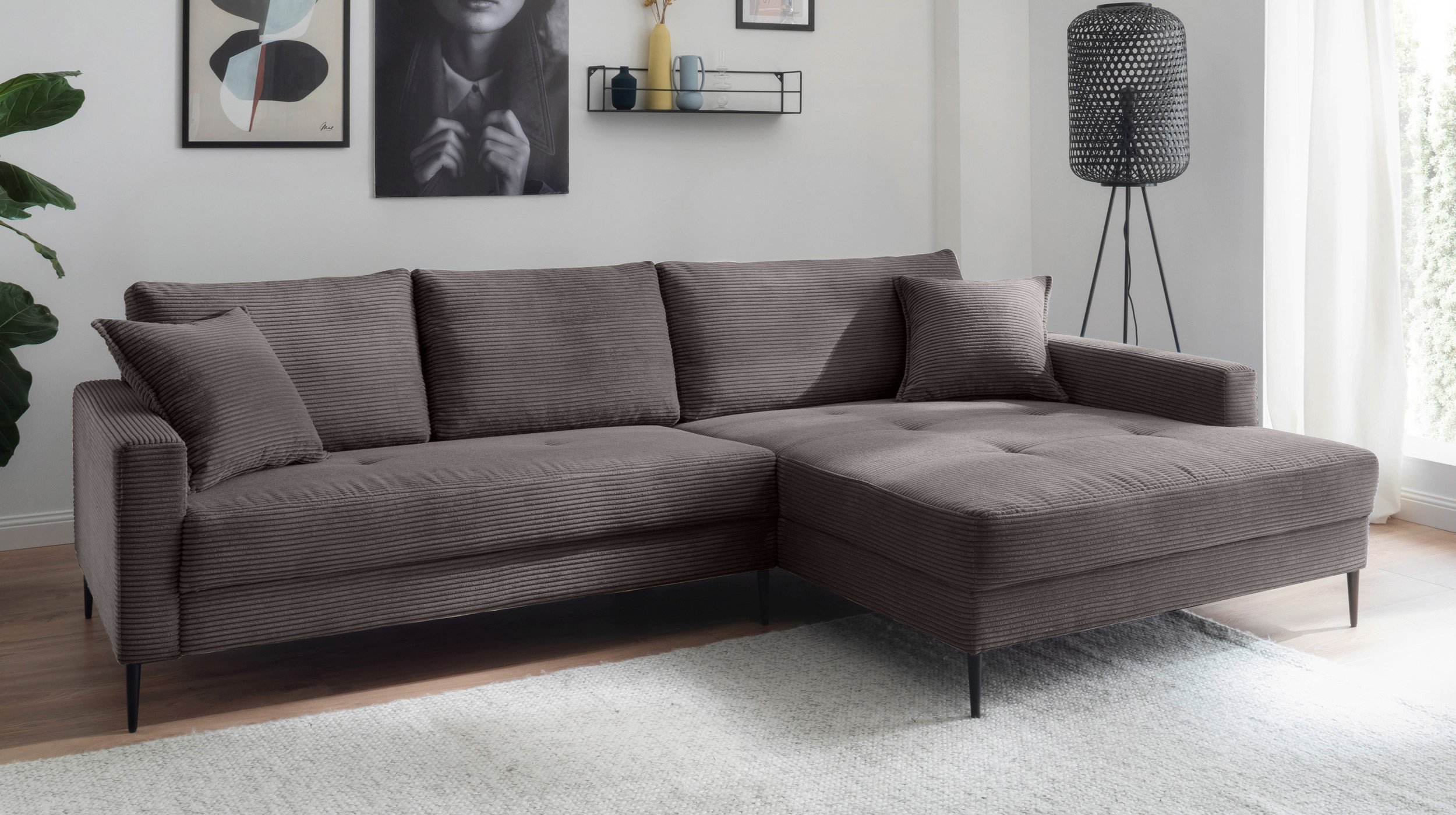 Ecksofa Cord dunkelgrau 276 x 173 cm - SUMMER