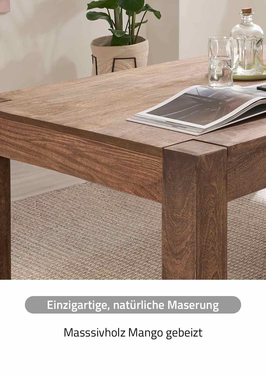 Esstisch Massivholztisch Mango gebeizt 180 x 90 cm - MANGALA