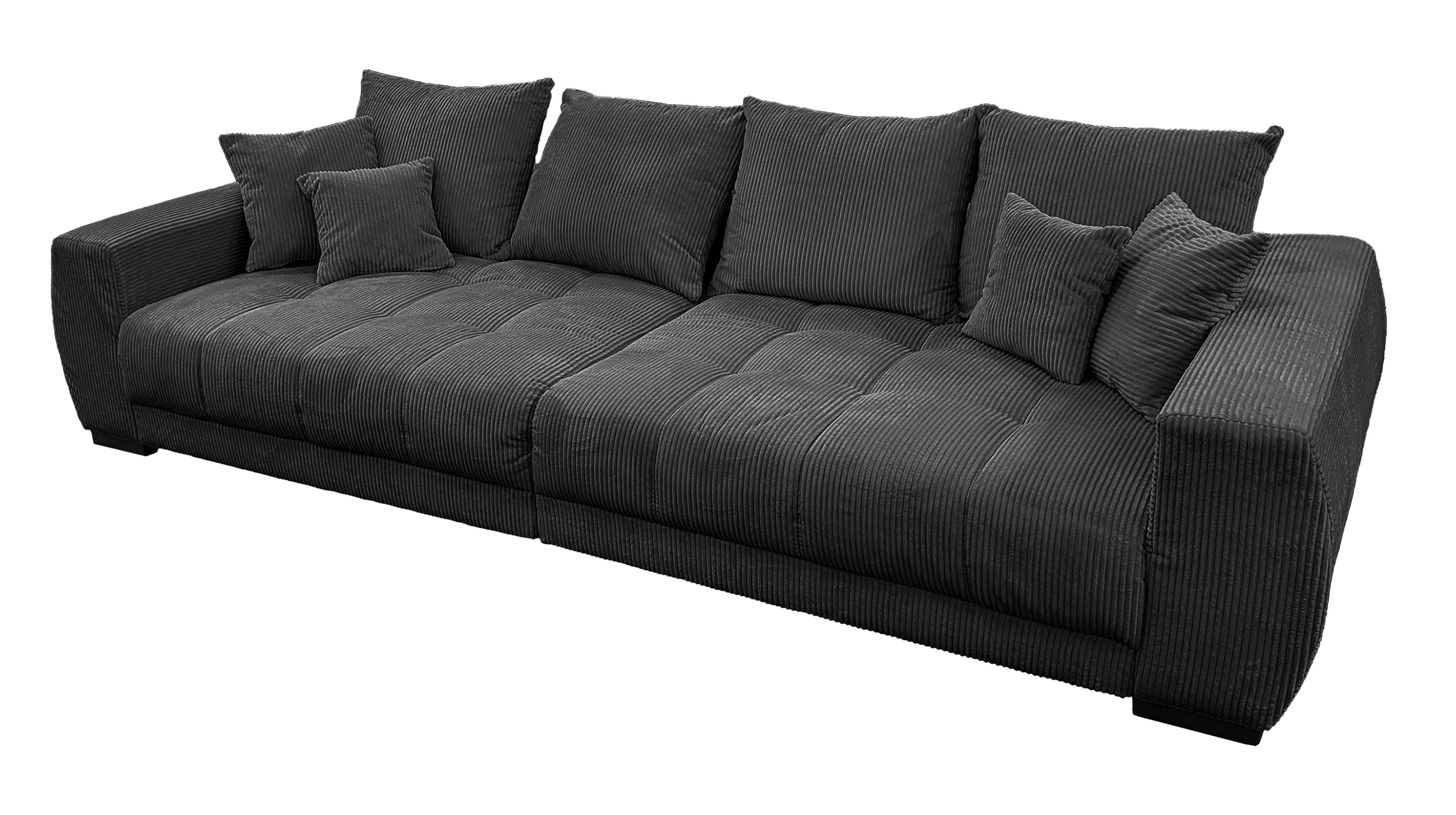 Big Sofa Cord grau mit Nosagunterfederung 300 cm - ARTEMIS