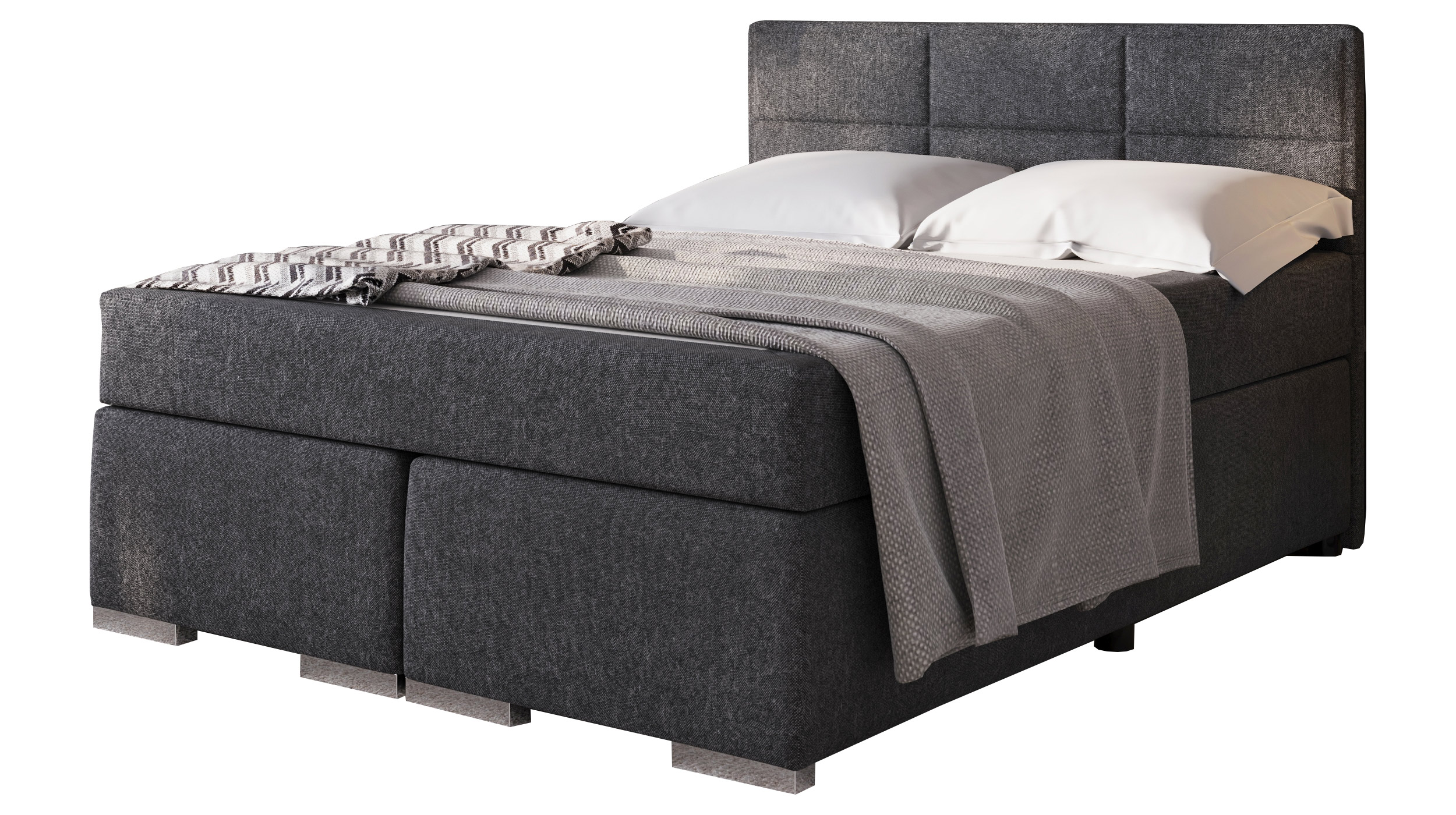 Boxbett 140 x 200 cm grau Stoffbezug - ONE