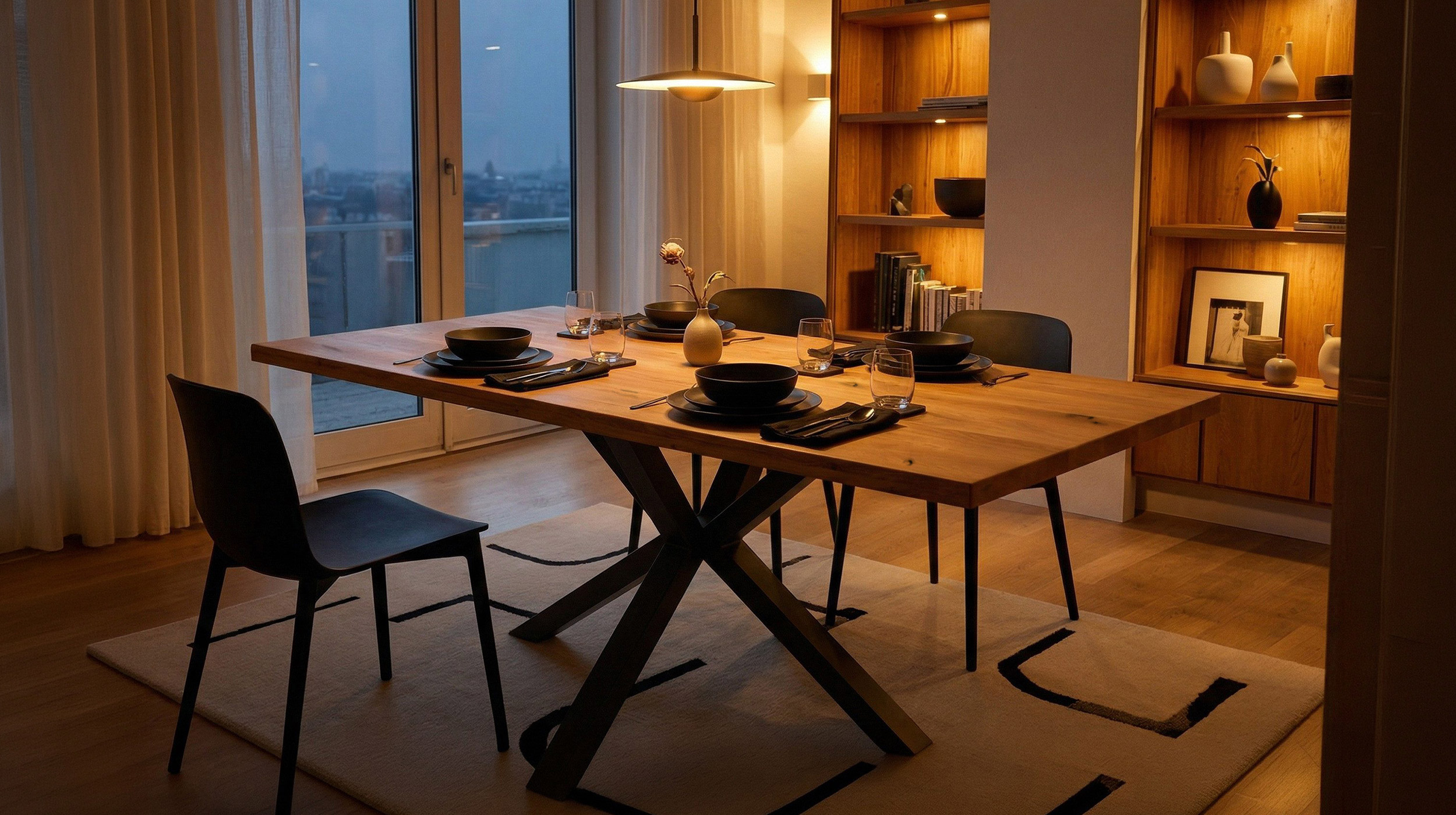 Esstisch Massivholztisch 160 cm massiv Wildeiche geölt - DEBA