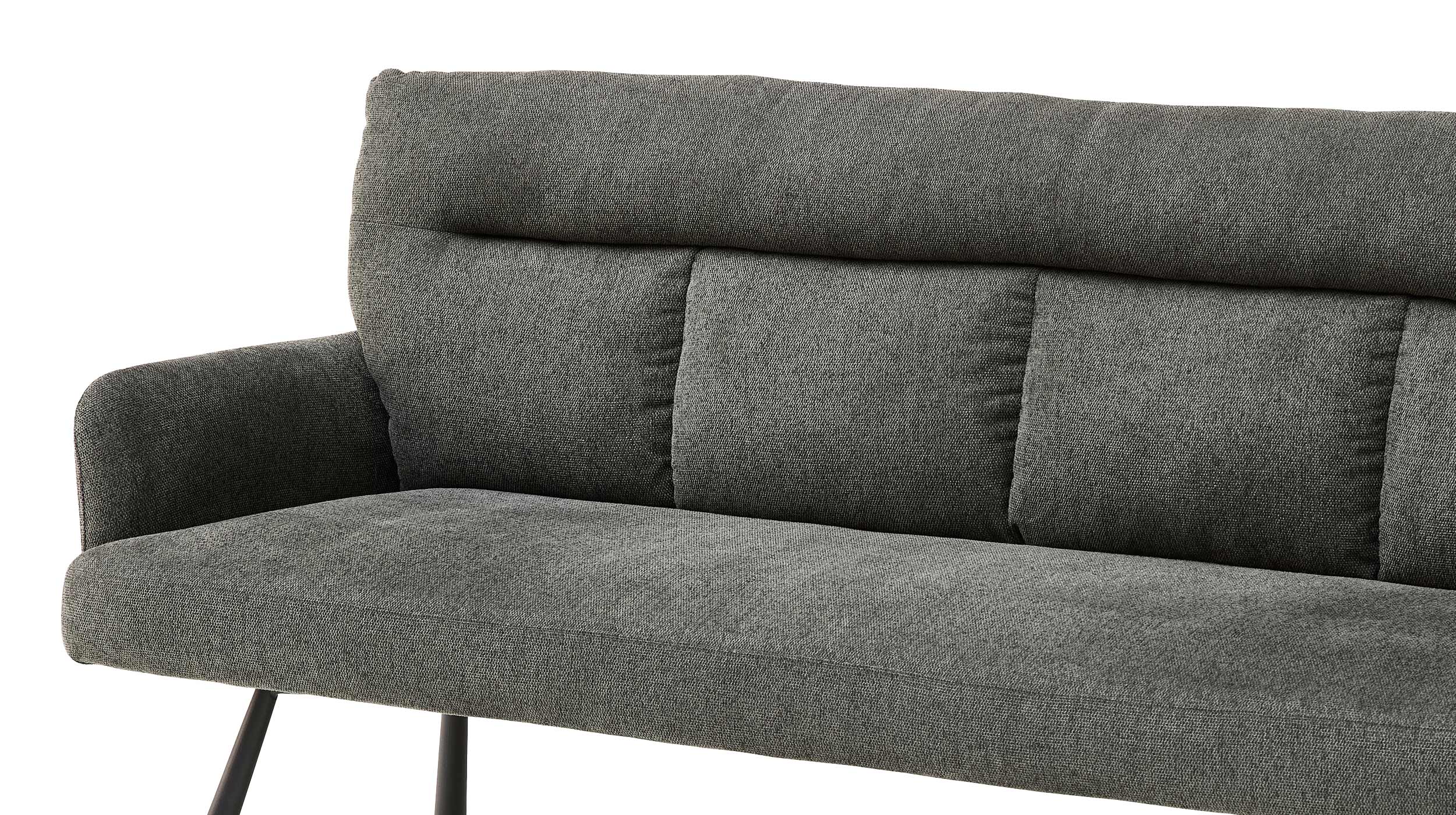 Sitzbank mit Rückenlehne 180 cm Strukturstoff grau - SOFIA