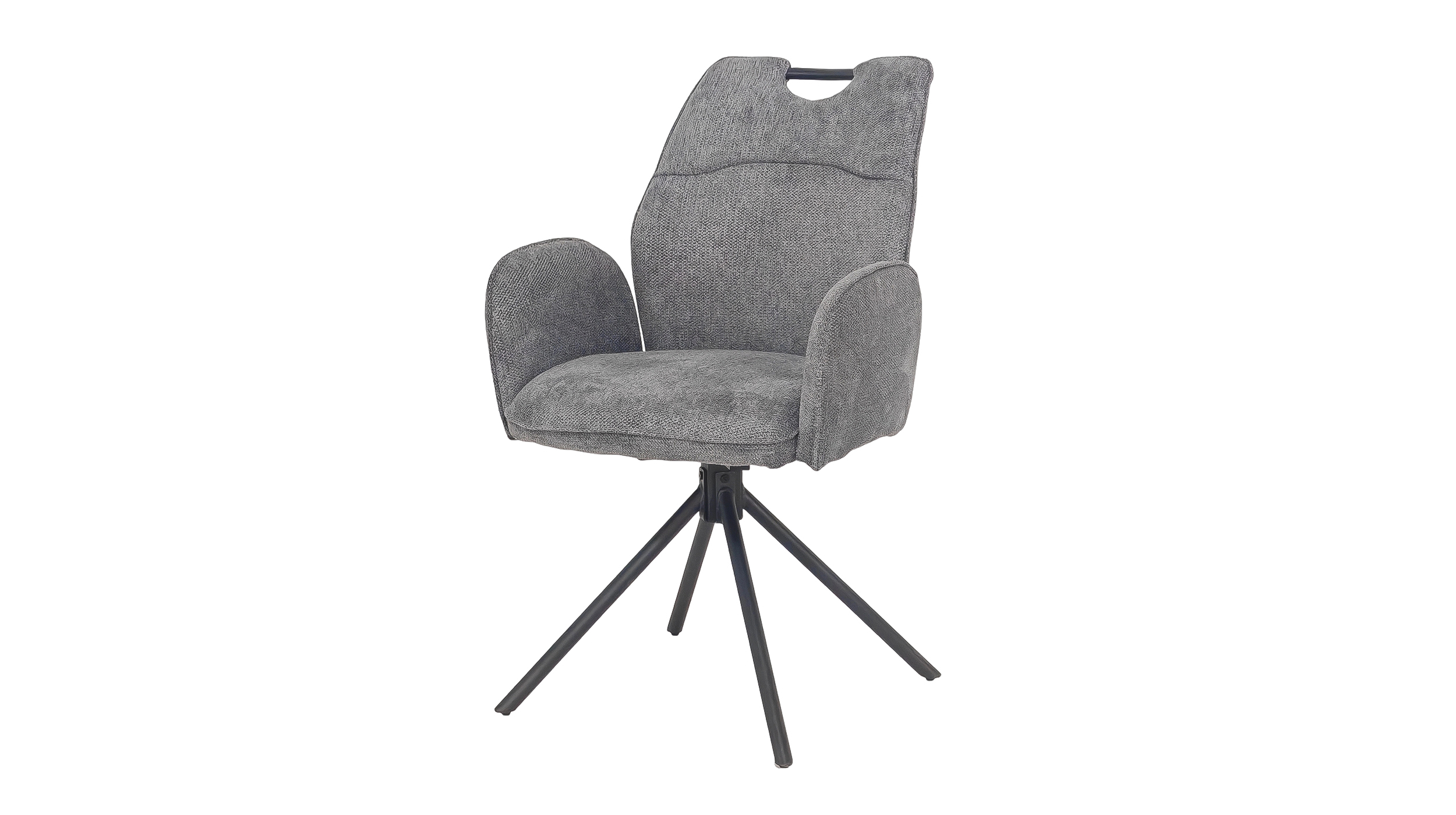 Armlehnstuhl dunkelgrau Drehstuhl - Webstoff Bezug - CARINA 