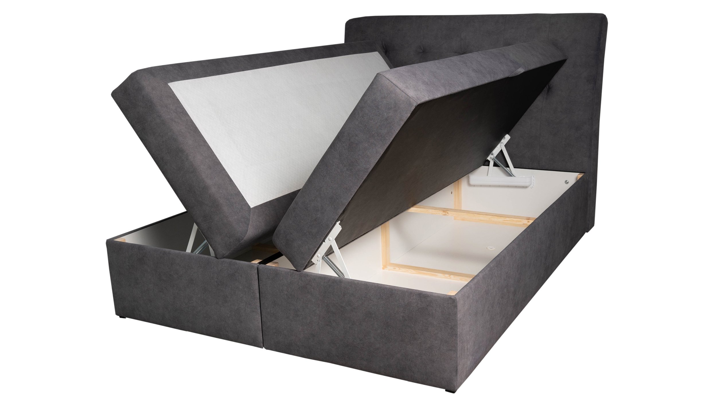 Boxbett 160 x 200 cm grau Bettkasten - DIEGO