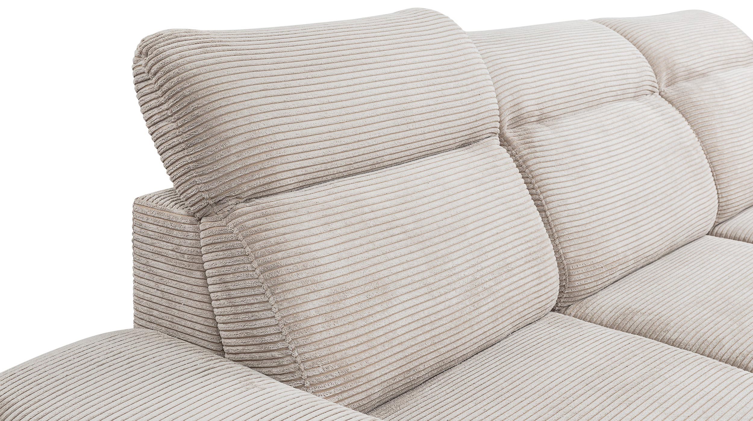 Ecksofa Cord Schlaffunktion creme - Bettkasten 280 cm - COLORADO