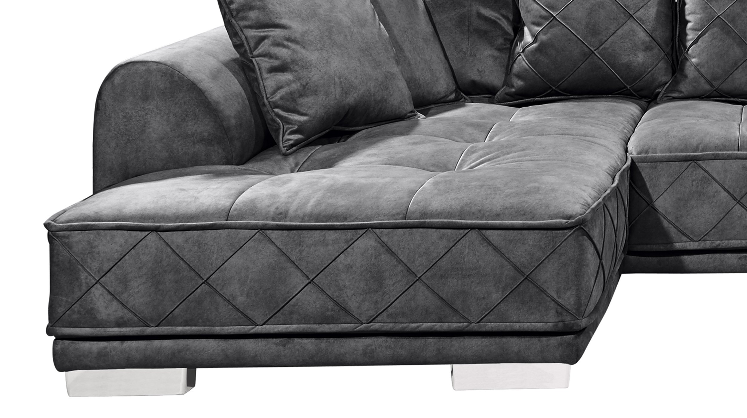 Ecksofa anthrazit 319 x 194 cm mit Kissen - SENTINA