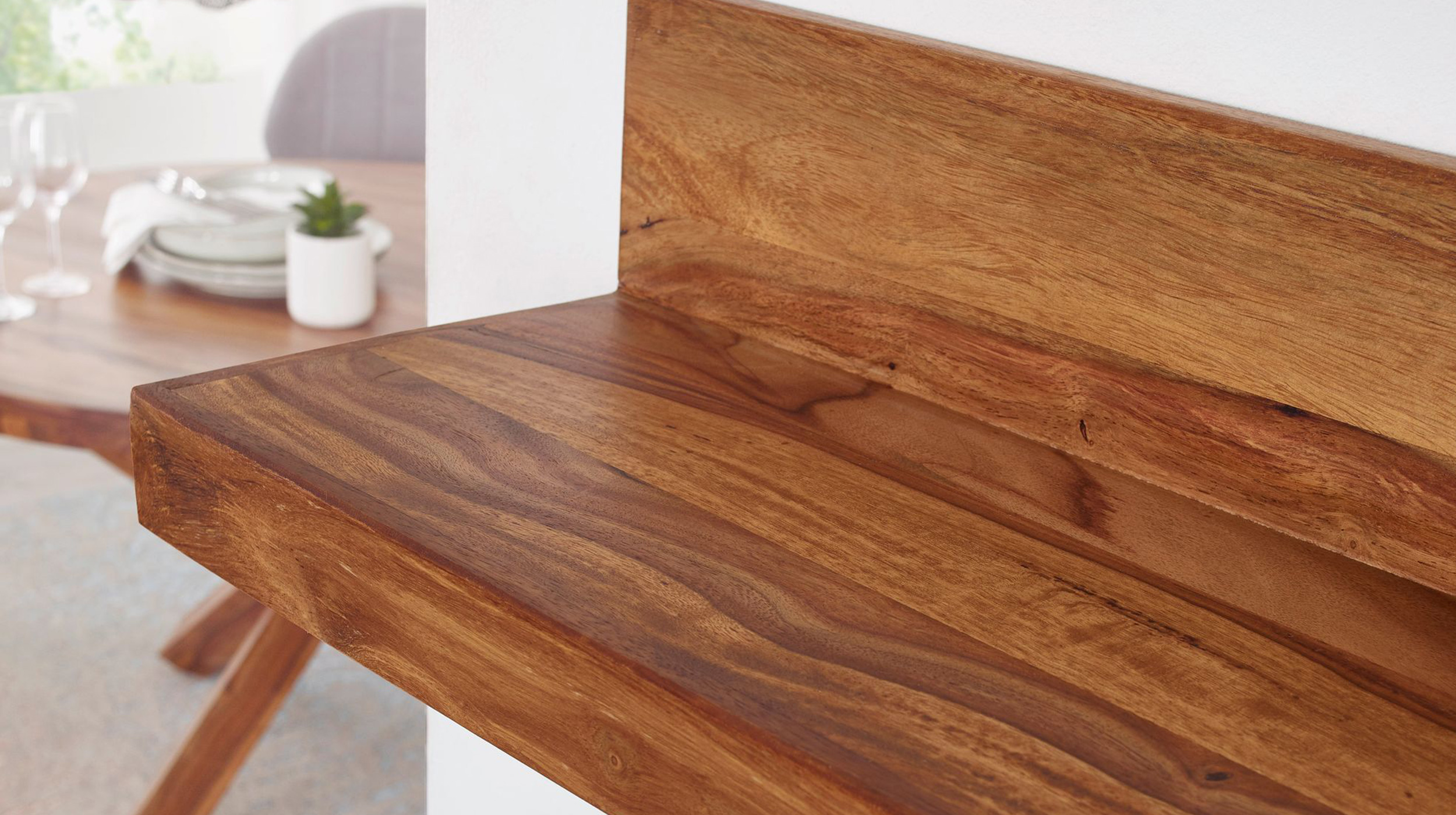 Wandboard Sheesham massiv gebeizt - 80 cm - MIKKEL