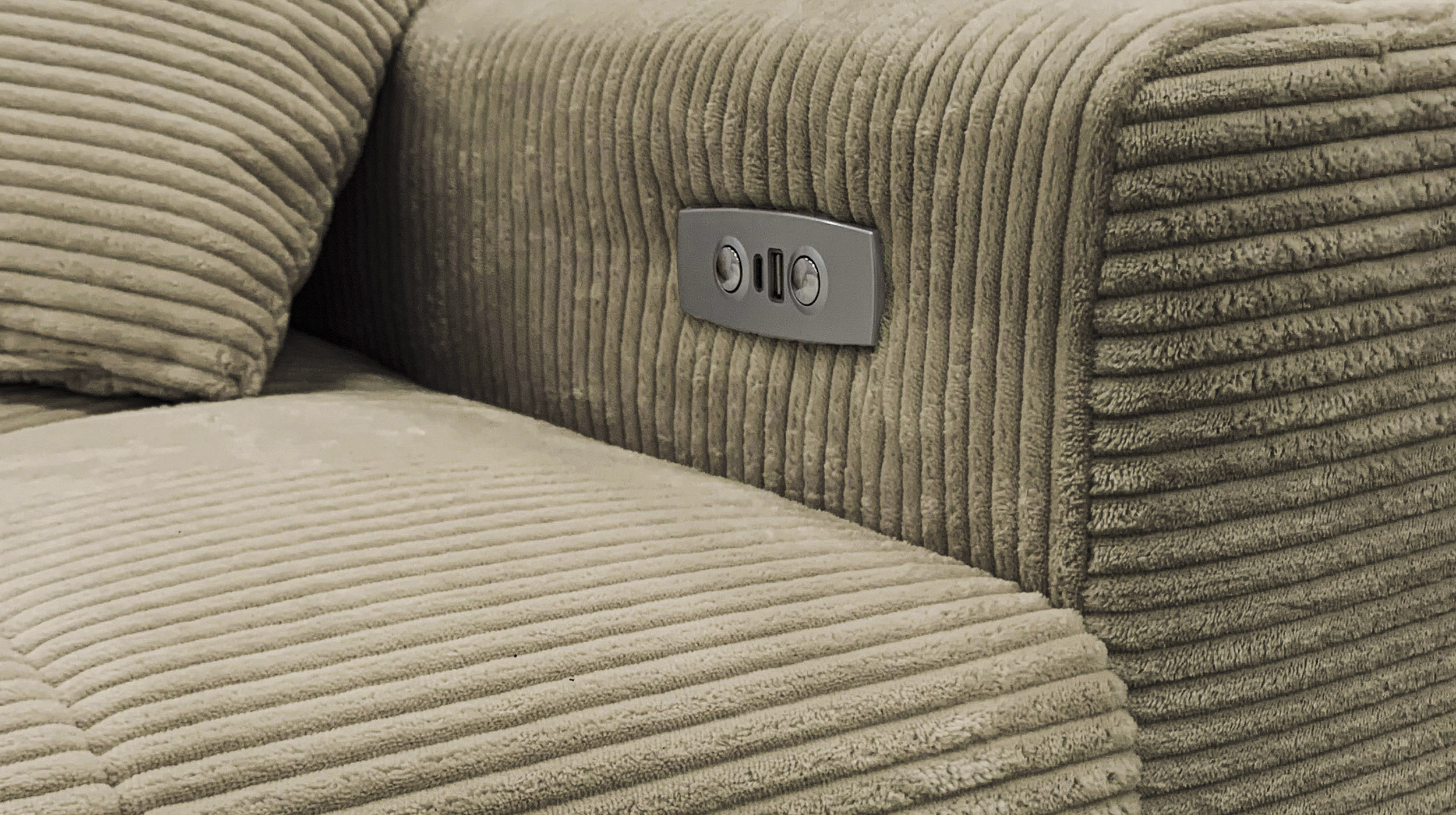 Ecksofa Cord grün ausziehbar - Sitztiefenverstellung 256 cm - OT links - SIMPLE