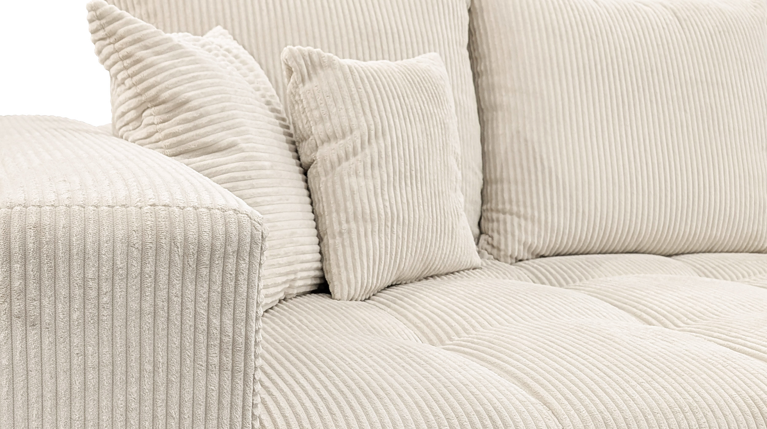 Big Sofa Cord beige mit Nosagunterfederung 300 cm - ARTEMIS
