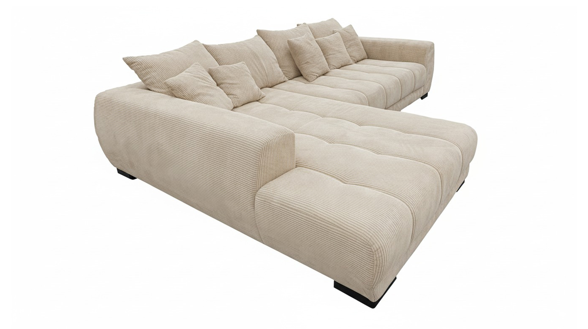 Ecksofa Cord beige elektrisch ausfahrbar 300 cm - OT links - ARTEMIS