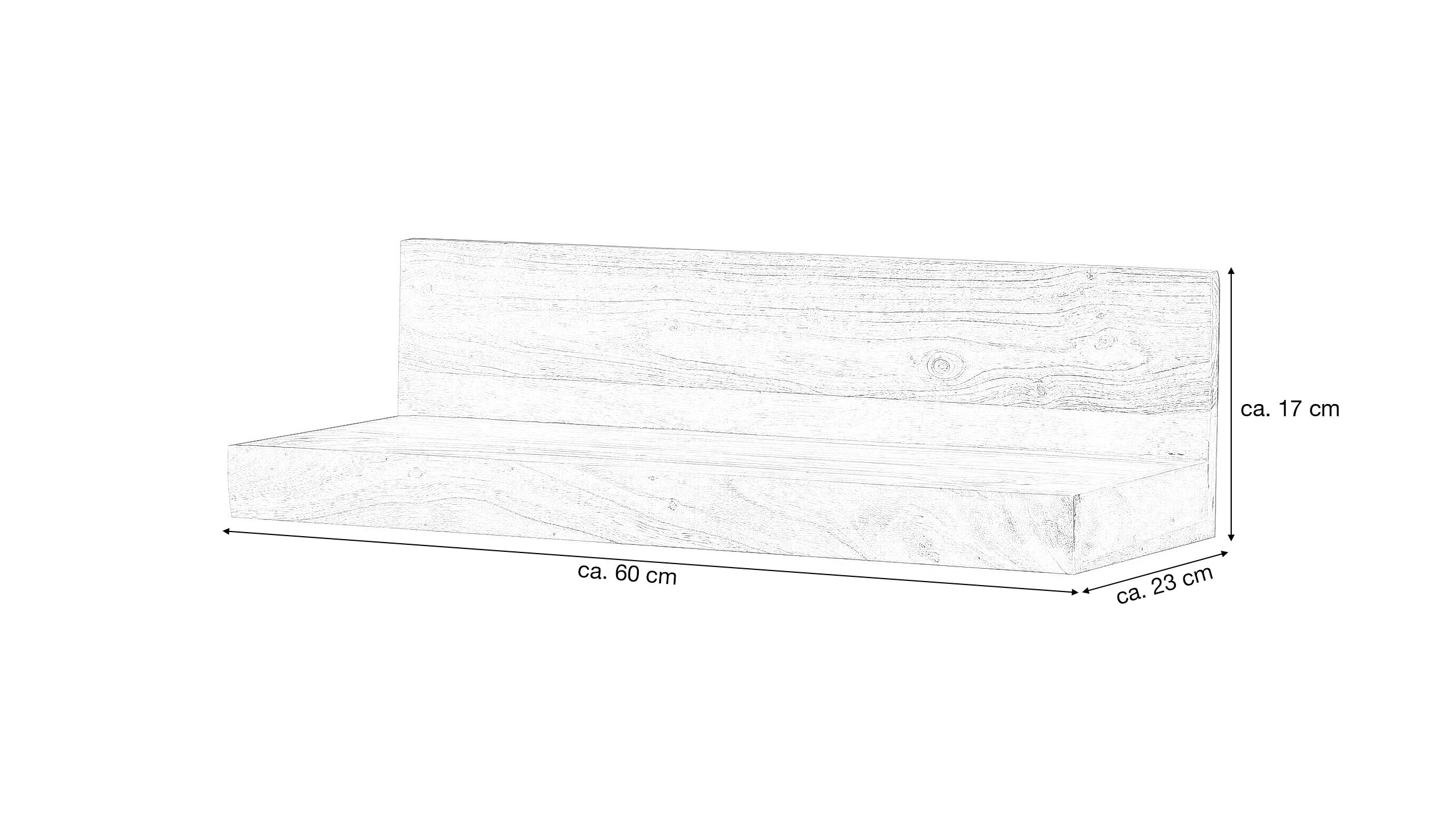 Wandboard Akazie massiv lackiert - 60 cm - METTE 
