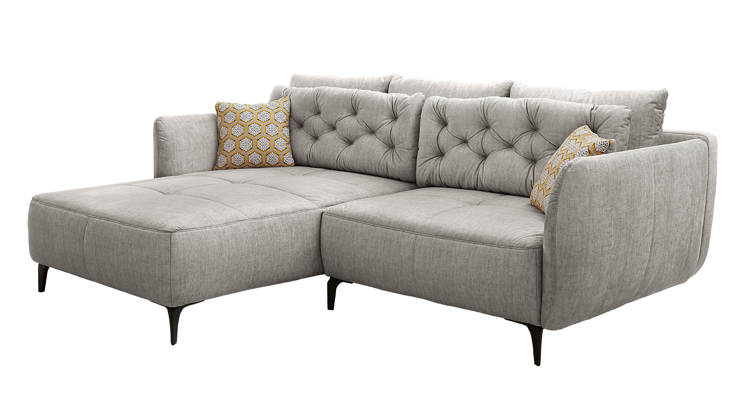 Ecksofa hellgrau Veloursbezug 251 x 186 cm - SALO