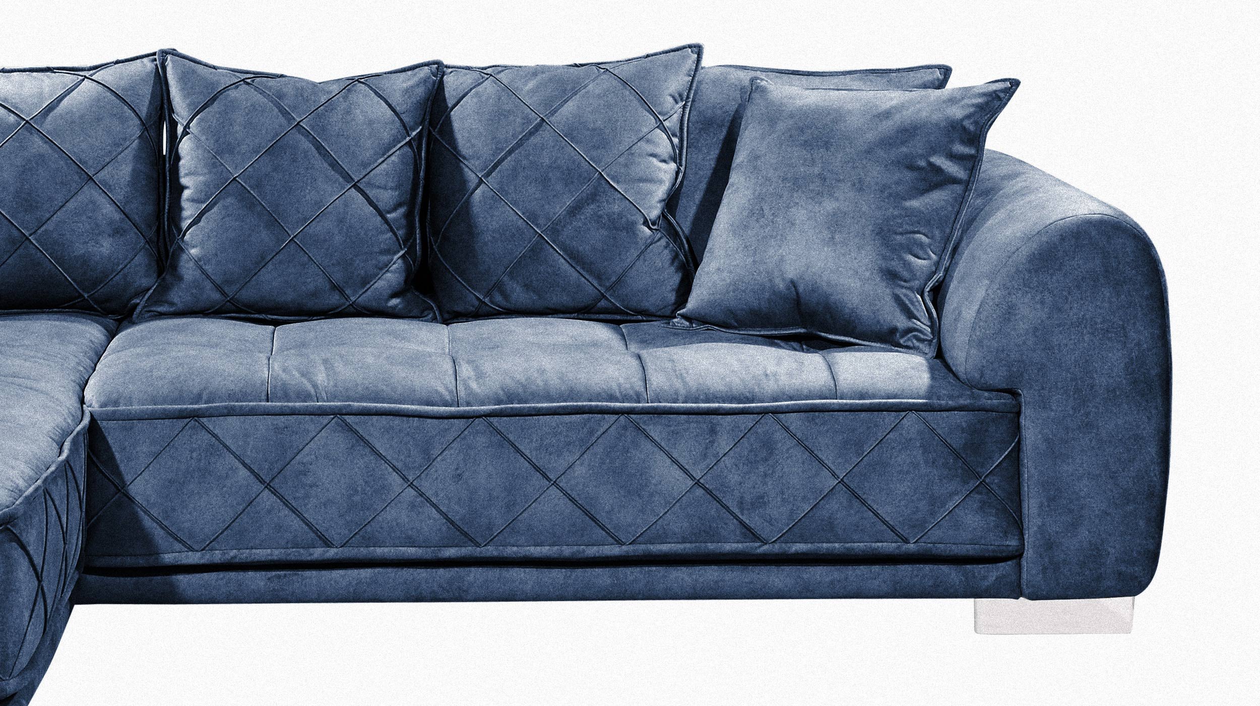 Ecksofa blau 319 x 194 cm mit Kissen - SENTINA