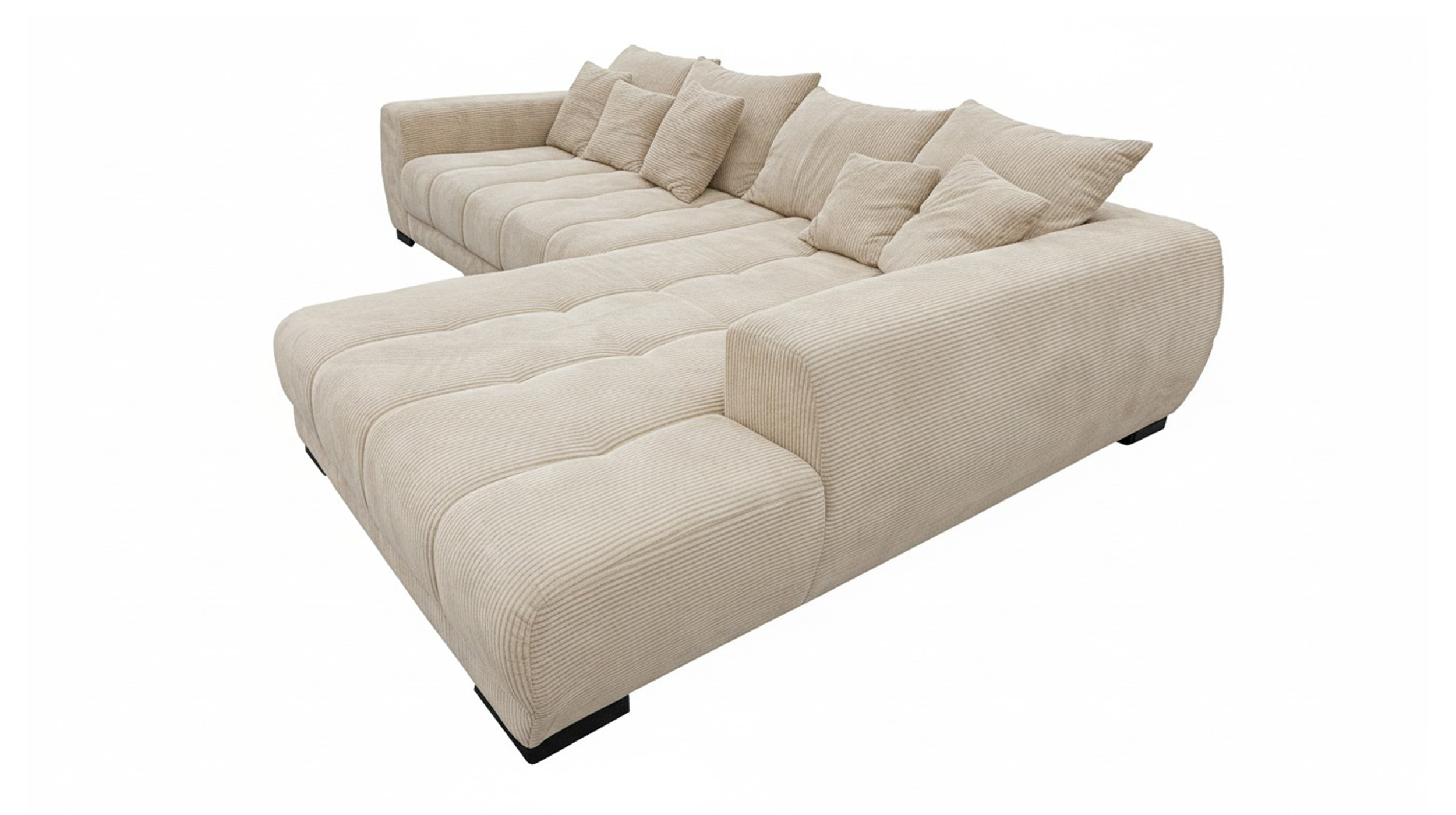 Ecksofa Cord beige elektrisch ausfahrbar 300 cm - OT rechts - ARTEMIS