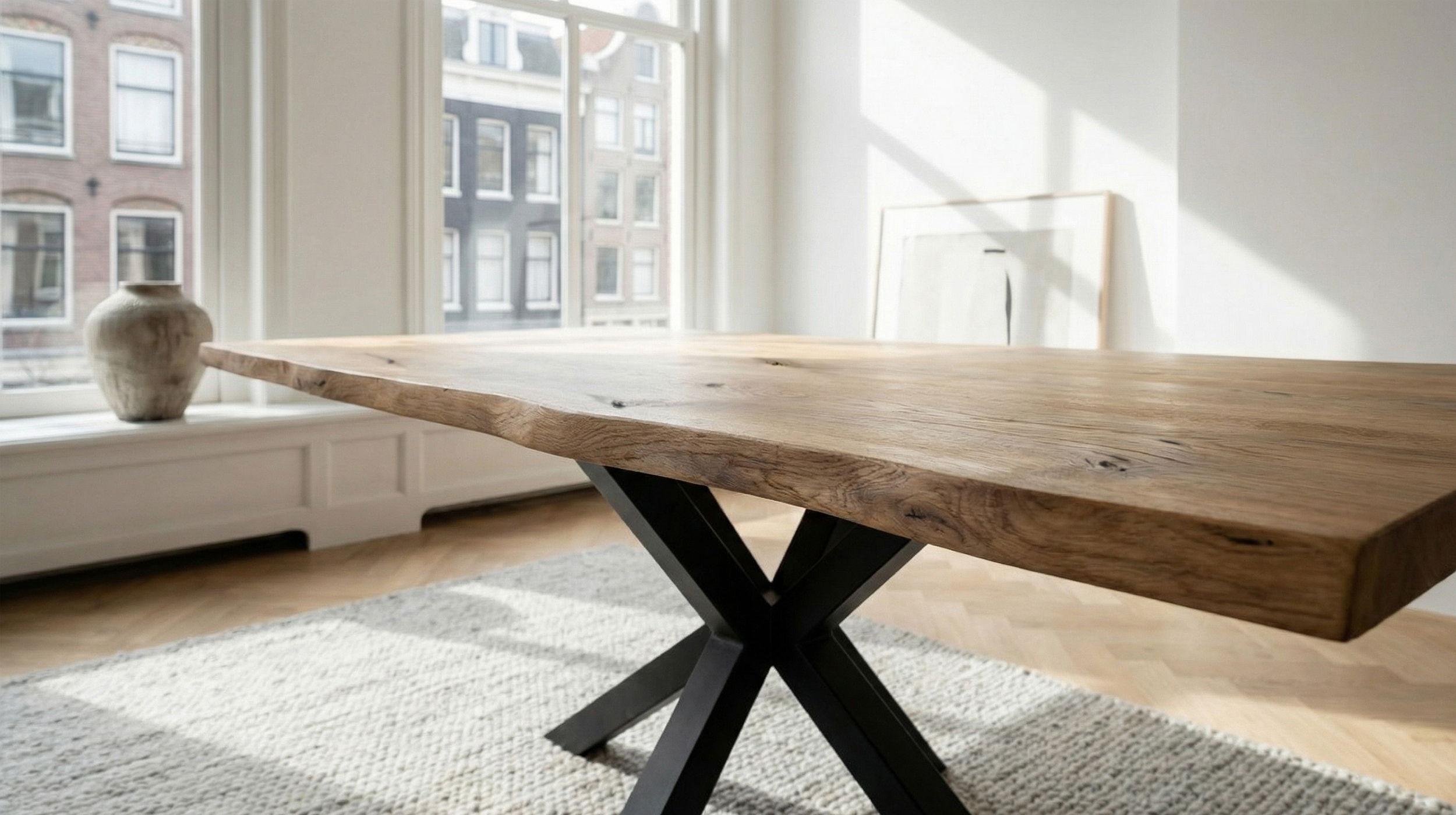 Esstisch Baumkantentisch Optik 200 cm massiv Wildeiche geölt - DAHLIA