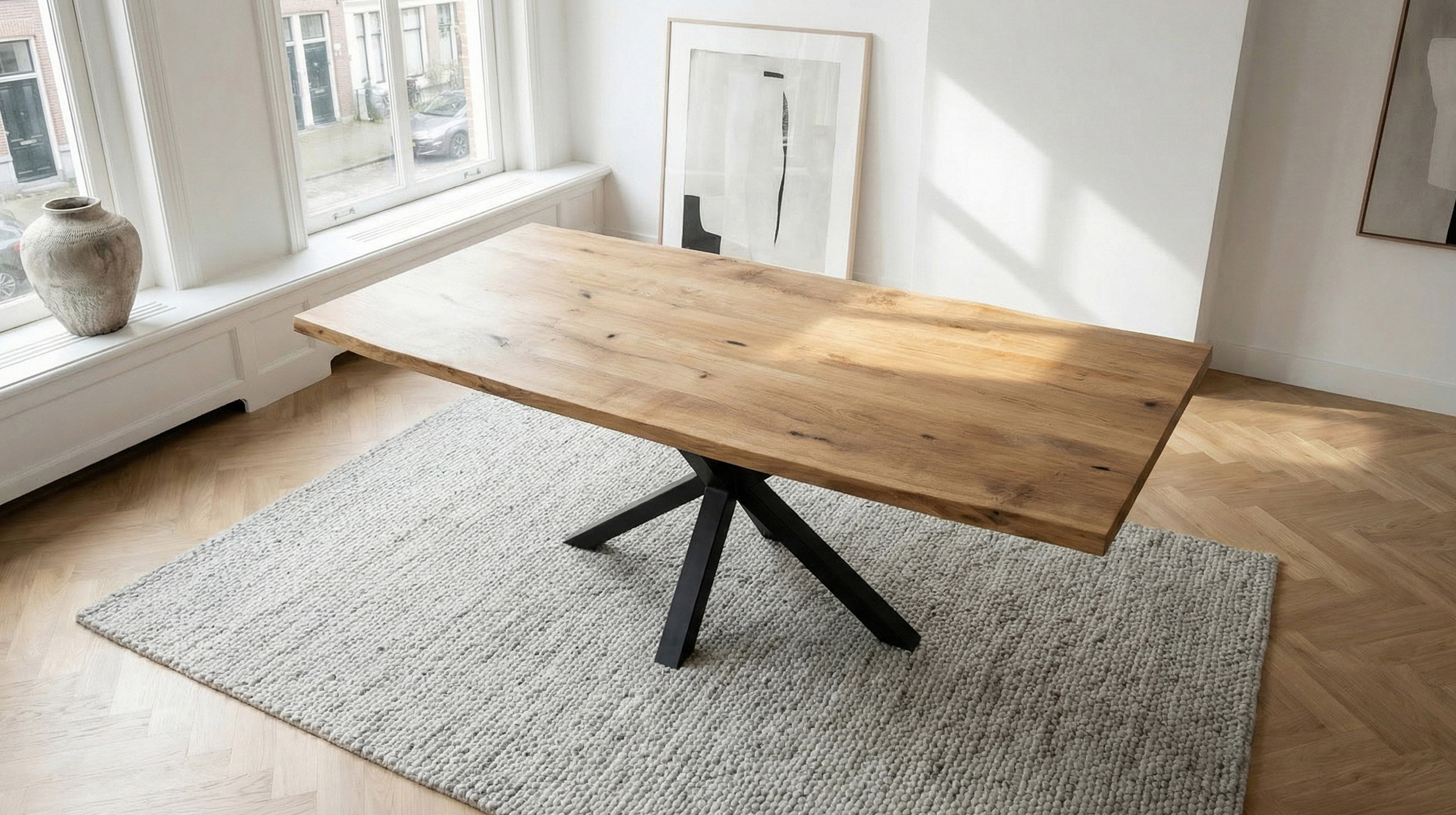 Esstisch Baumkantentisch Optik 180 cm massiv Wildeiche geölt - DAHLIA