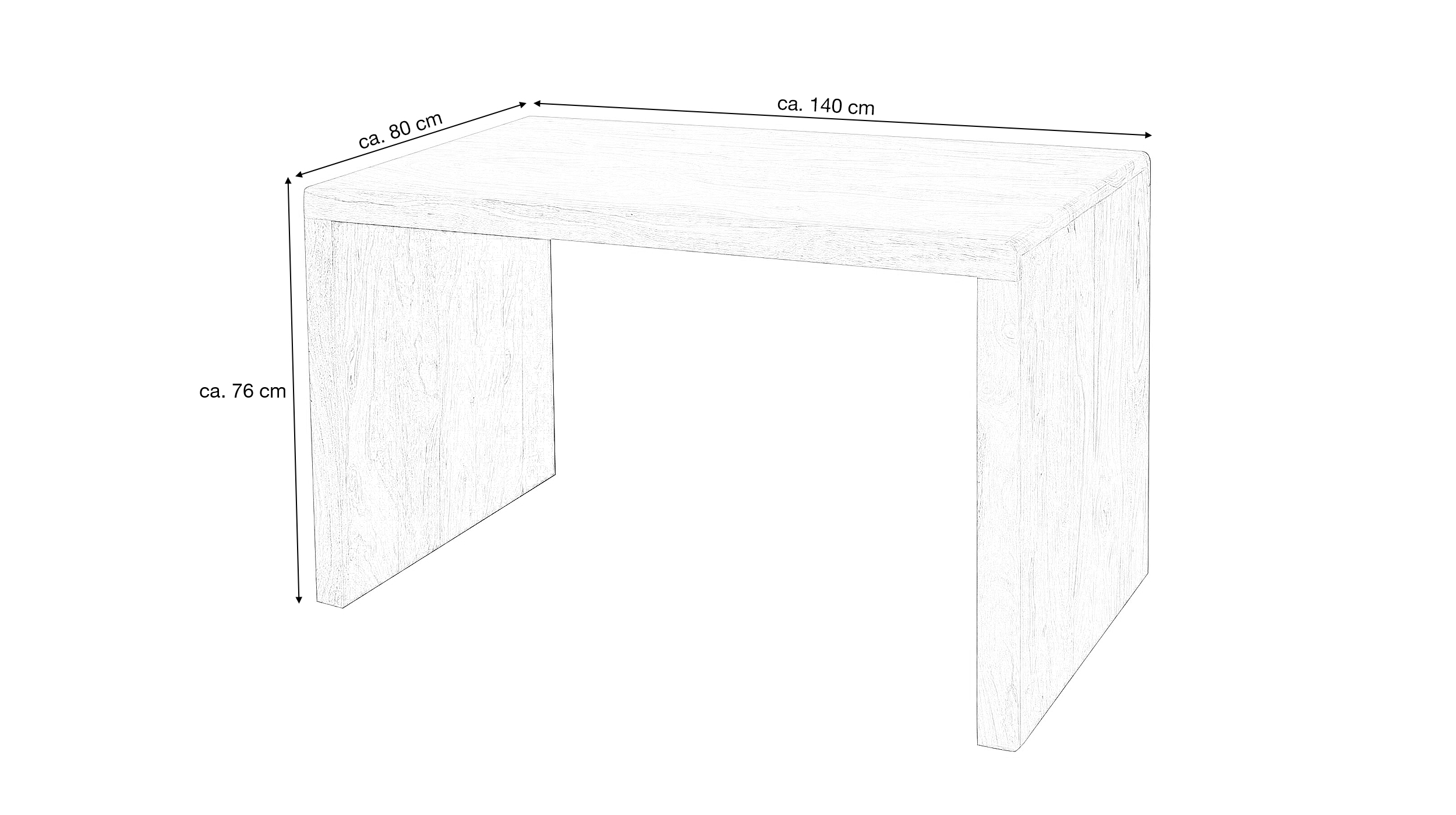 Schreibtisch Sheesham Massivholz 140 x 80 cm - BERAMUS 