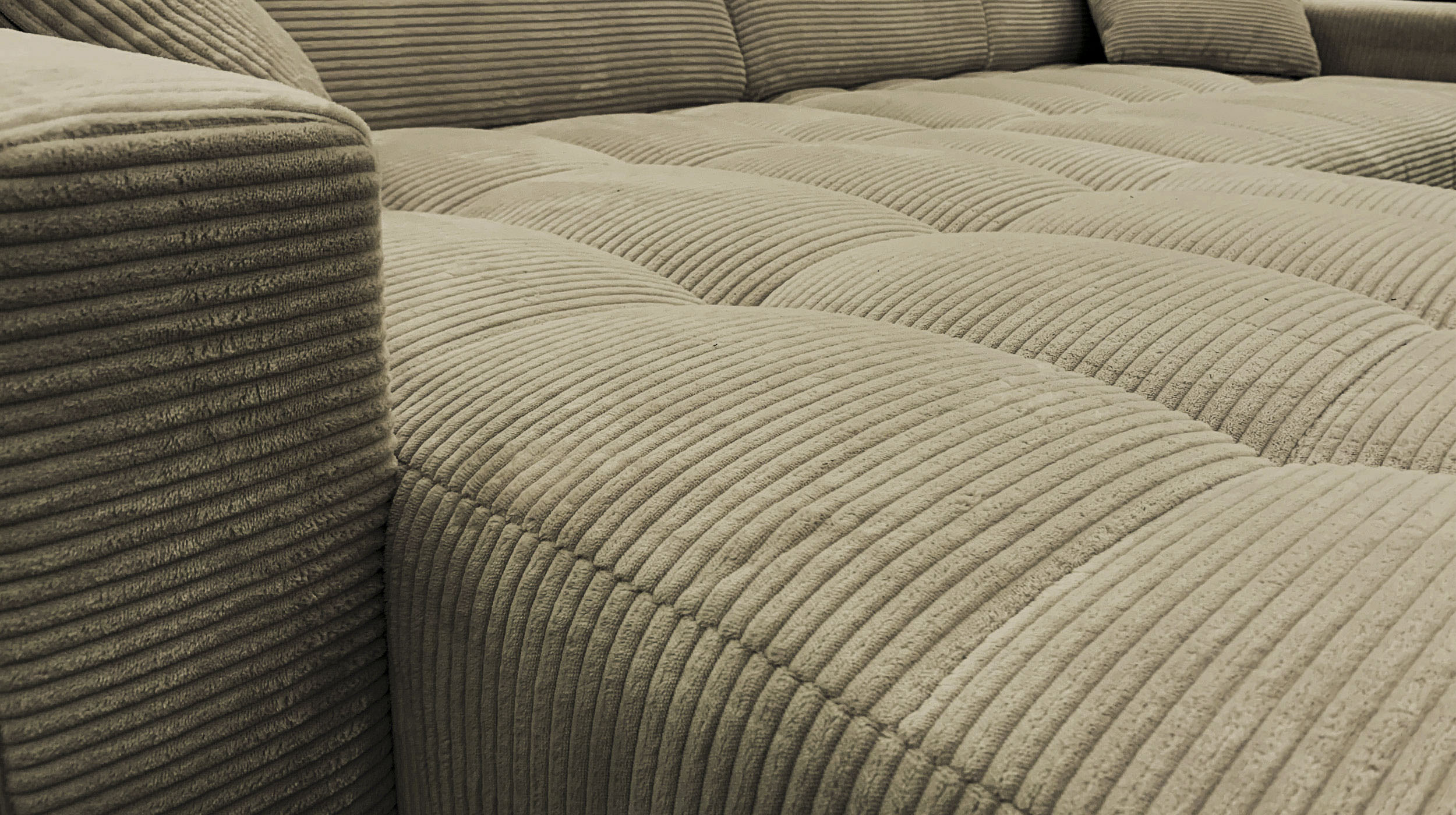 Ecksofa Cord grün ausziehbar - Sitztiefenverstellung 256 cm - OT links - SIMPLE