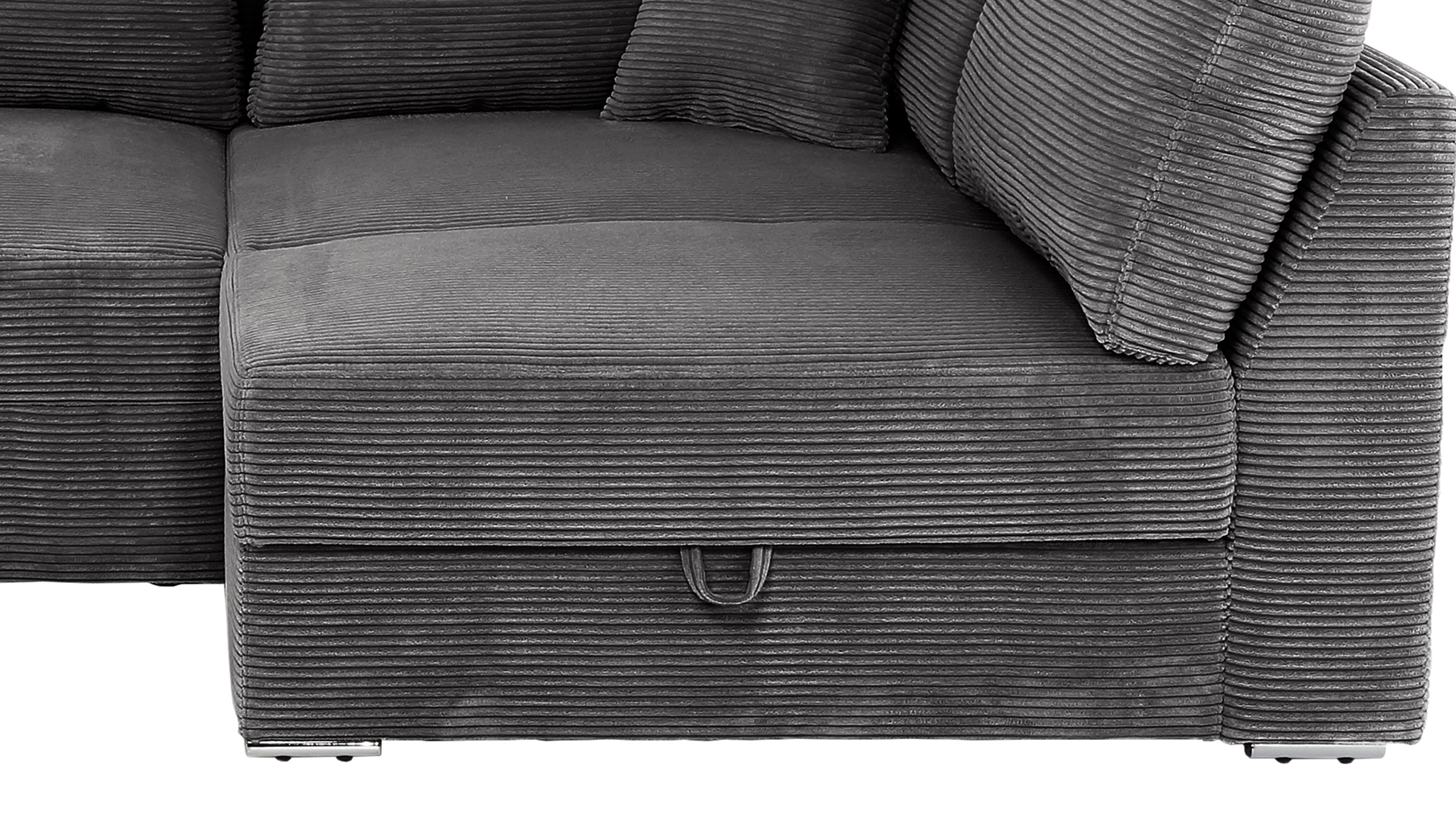 Ecksofa Schlaffunktion Cord grau - Bettkasten 260 cm - JANIS