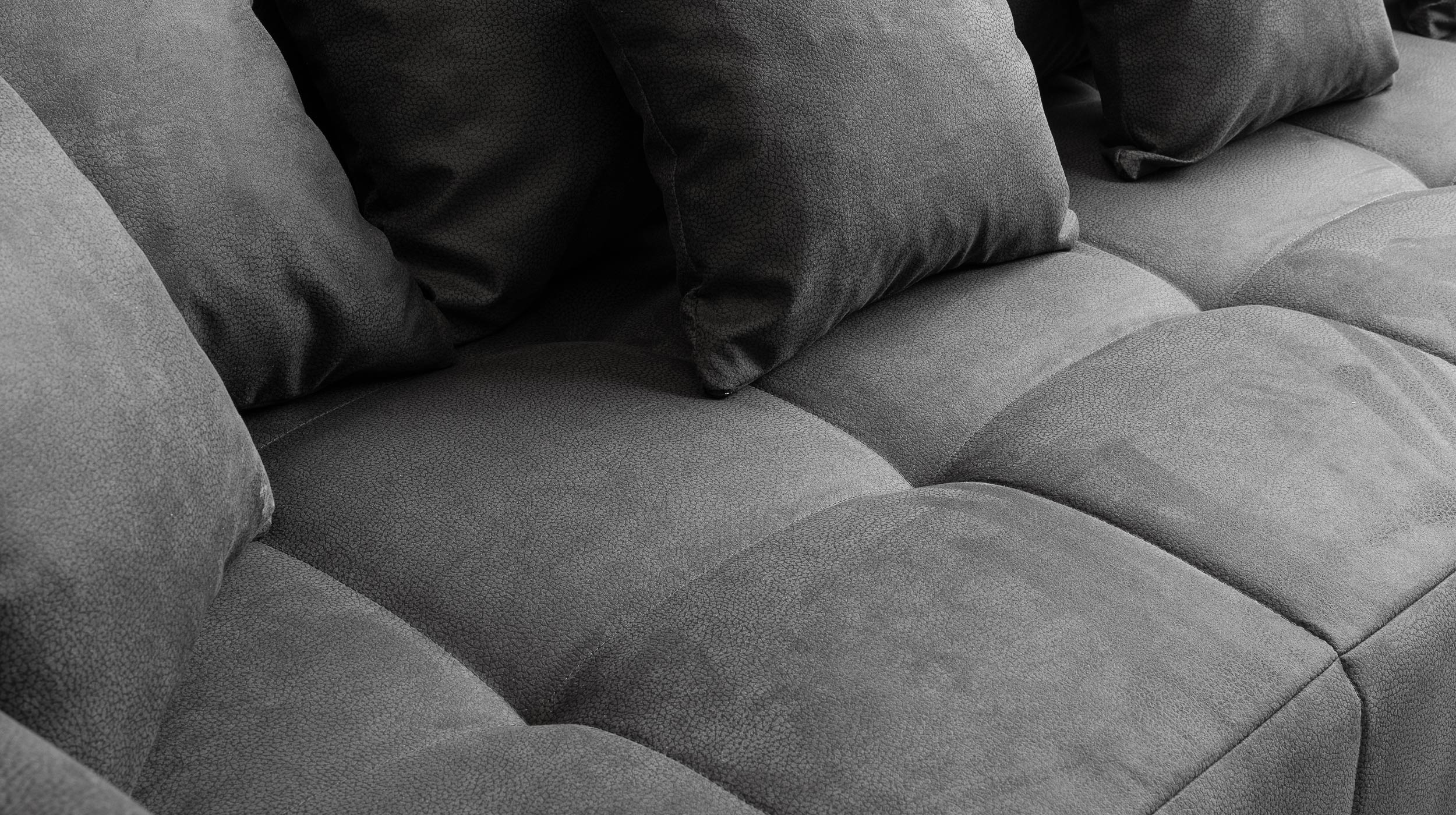 Big Sofa grau Vintage - 254 cm - Microfaser - BORNEO