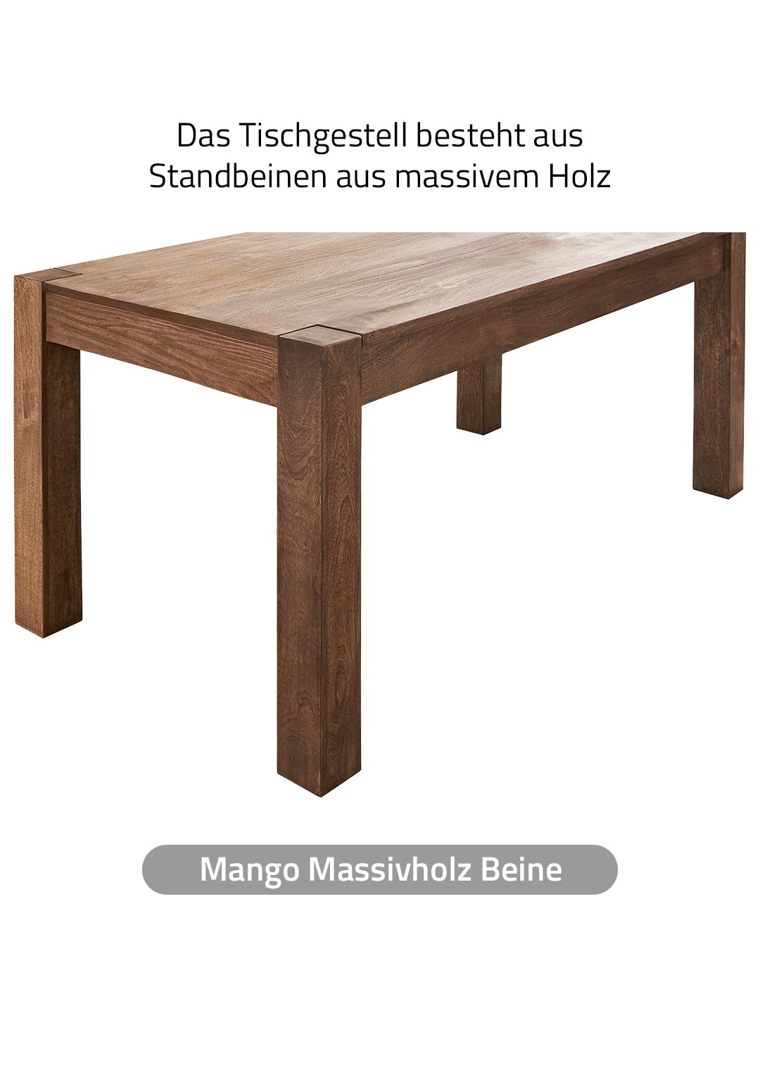 Esstisch Massivholztisch Mango gebeizt 180 x 90 cm - MANGALA