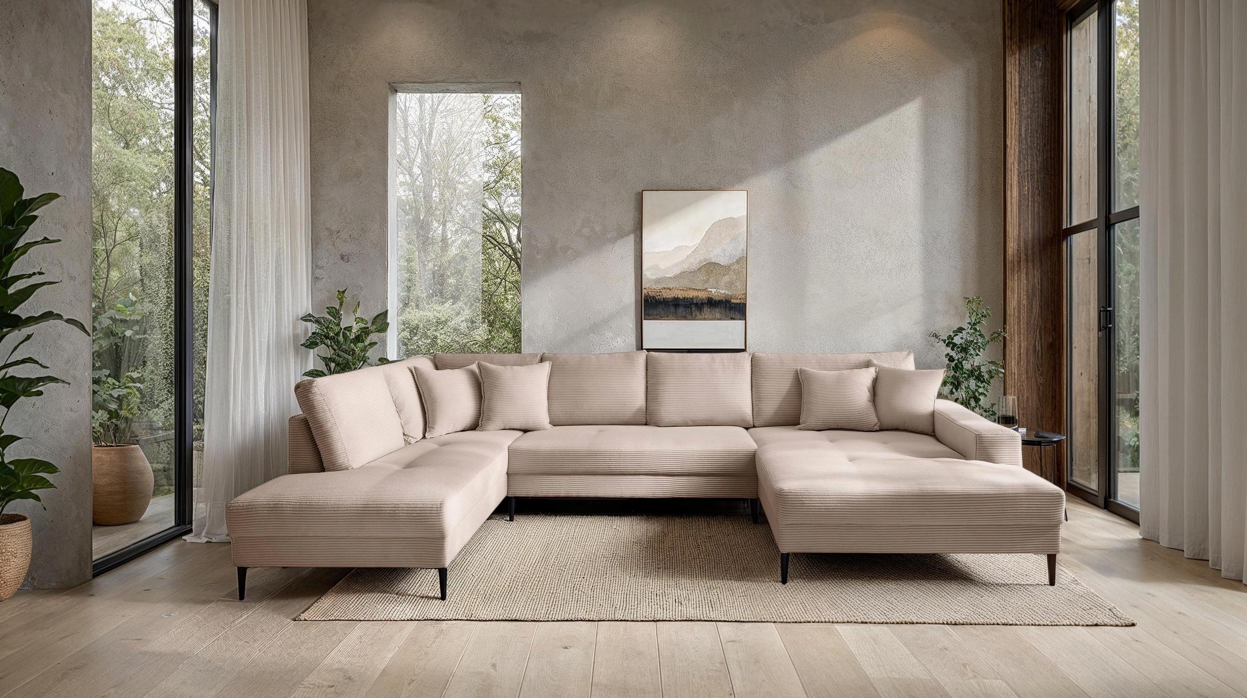 Wohnlandschaft Cord beige - 360 cm - SUMMER 