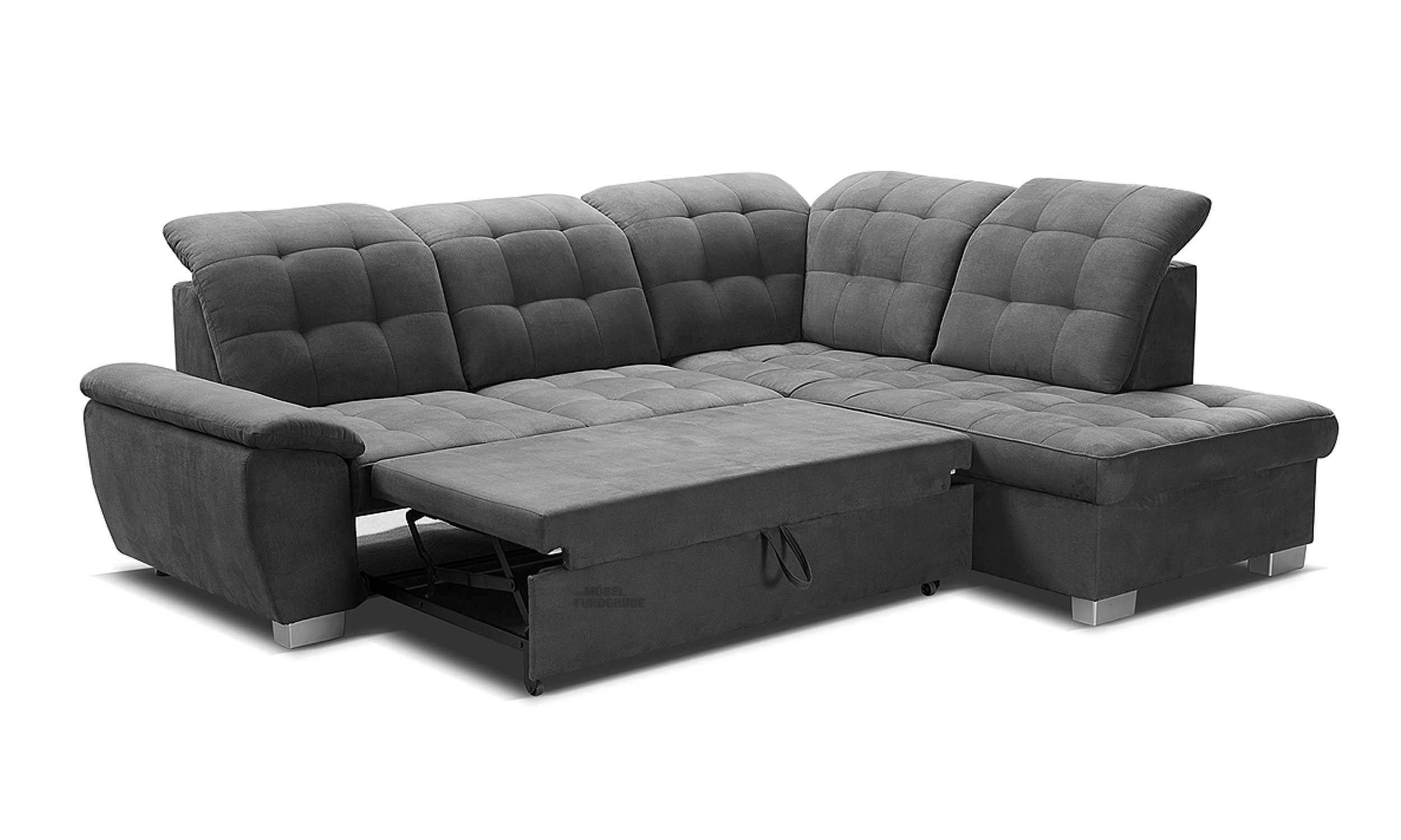 Ecksofa mit Schlaffunktion grau 262 x 215 cm Bettkasten - LOTTA