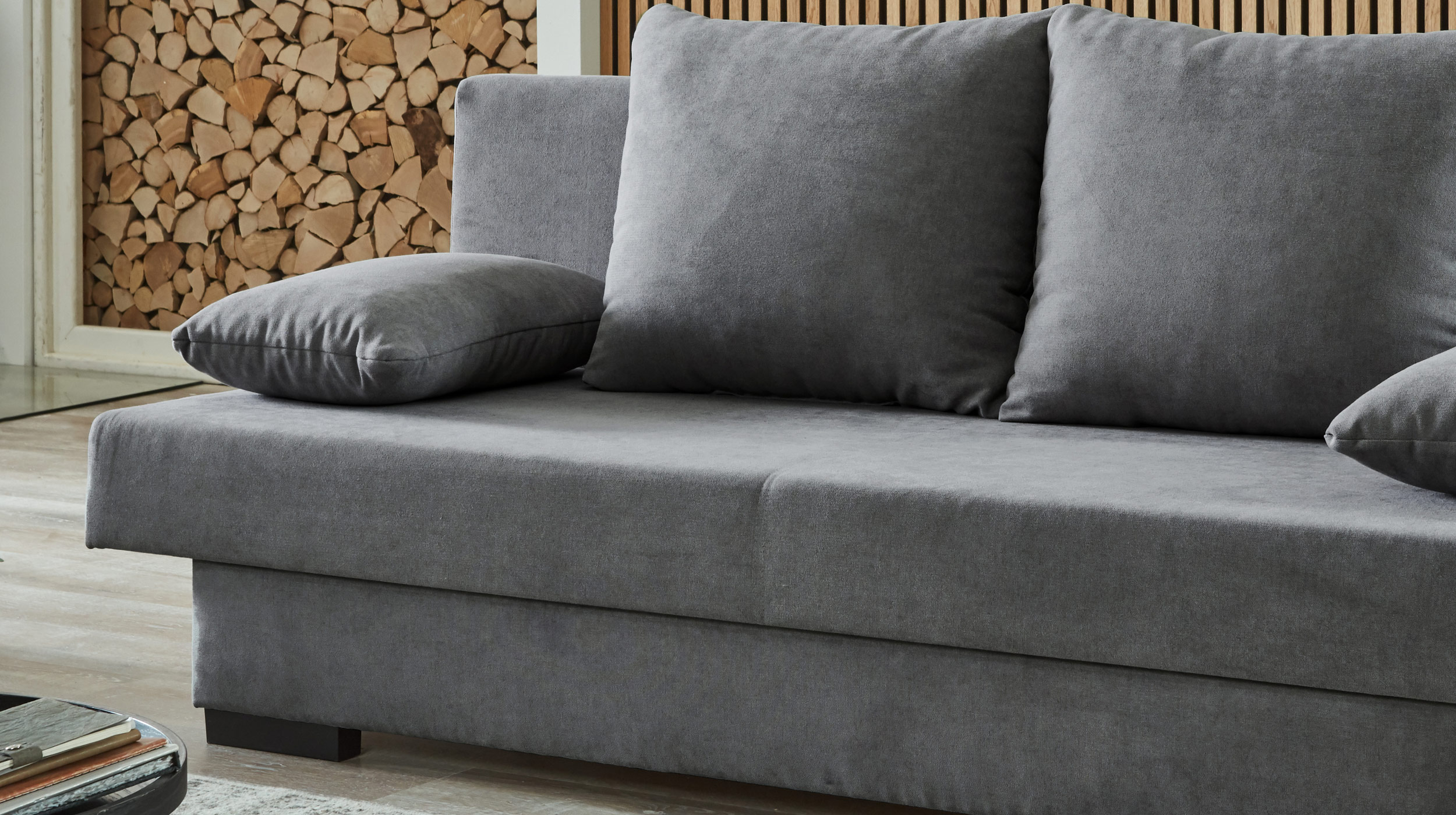 Schlafsofa anthrazit Bettkasten ausziehbar 190 cm - GRONINGEN