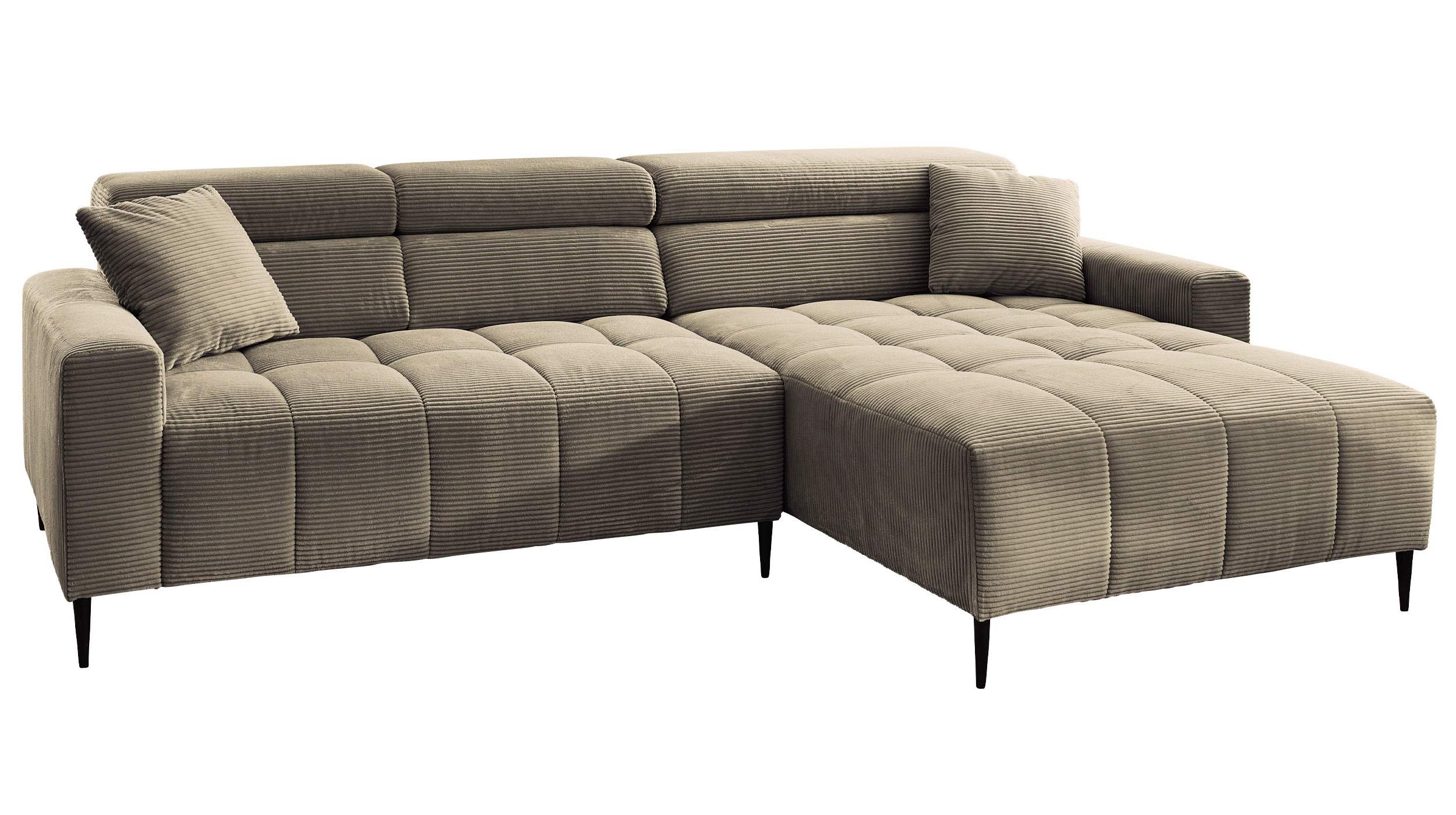 Ecksofa Cord grün ausziehbar - Sitztiefenverstellung 256 cm - OT rechts - SIMPLE
