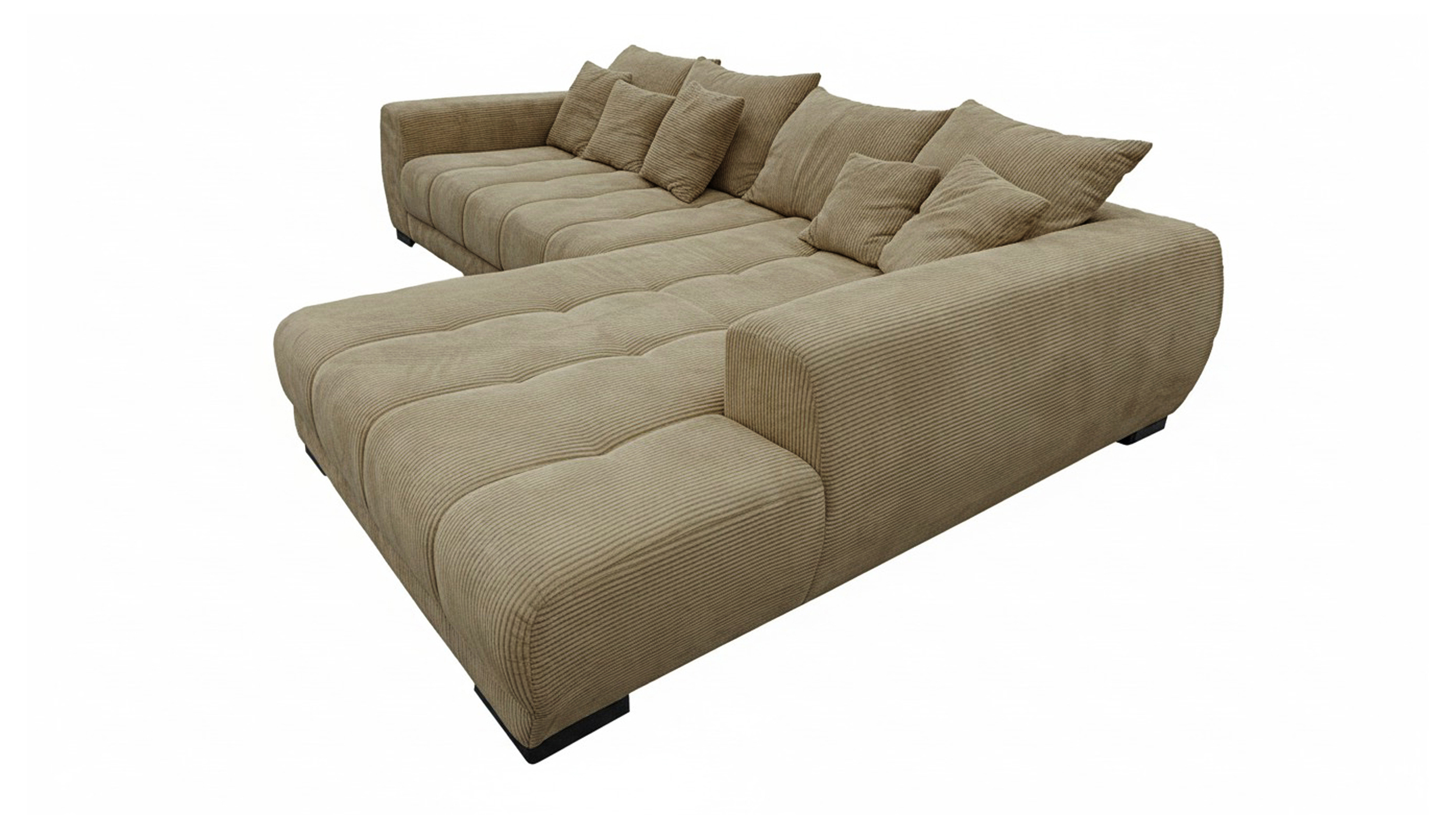 Ecksofa Cord grün elektrisch ausfahrbar 300 cm - OT rechts - ARTEMIS