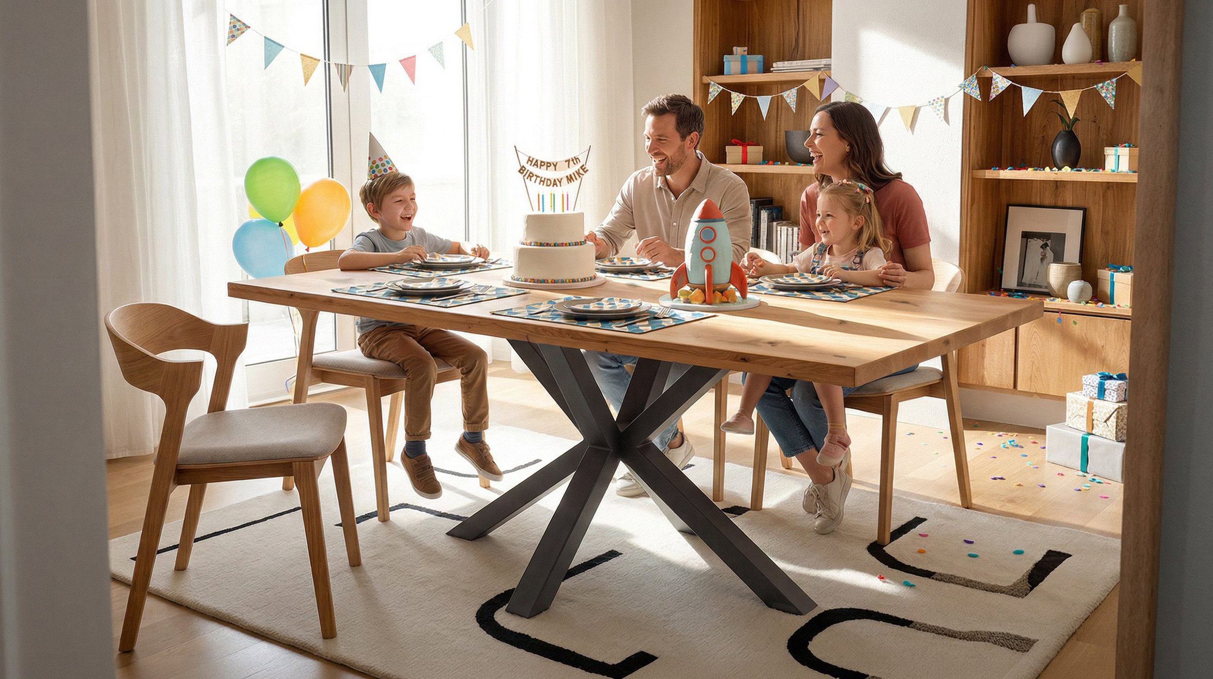 Esstisch Massivholztisch 160 cm massiv Wildeiche geölt - DEBA