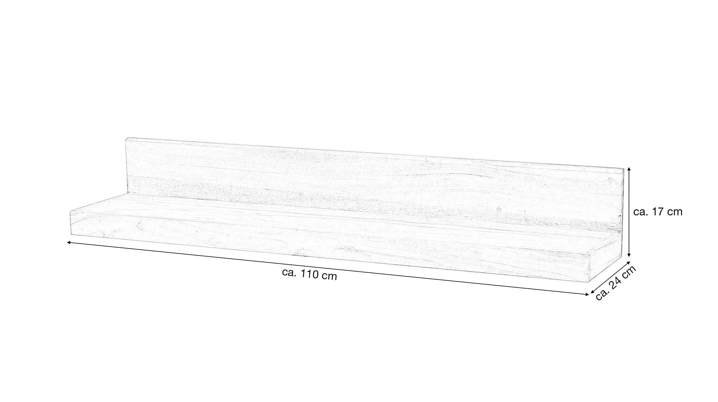 Wandboard Sheesham massiv gebeizt - 110 cm - MIKKEL
