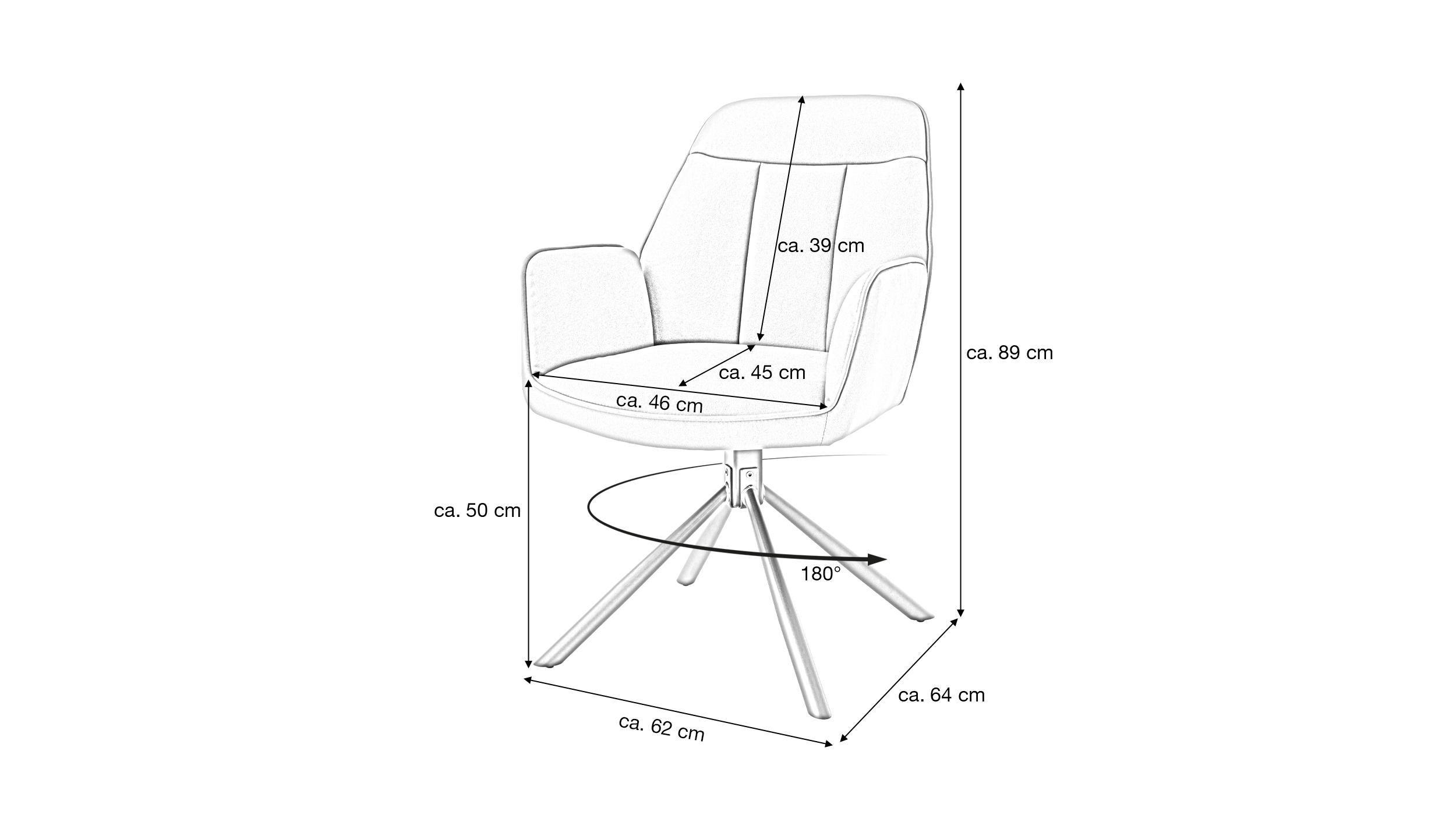 Armlehnstuhl creme Drehstuhl Microfaser - RAFAELA