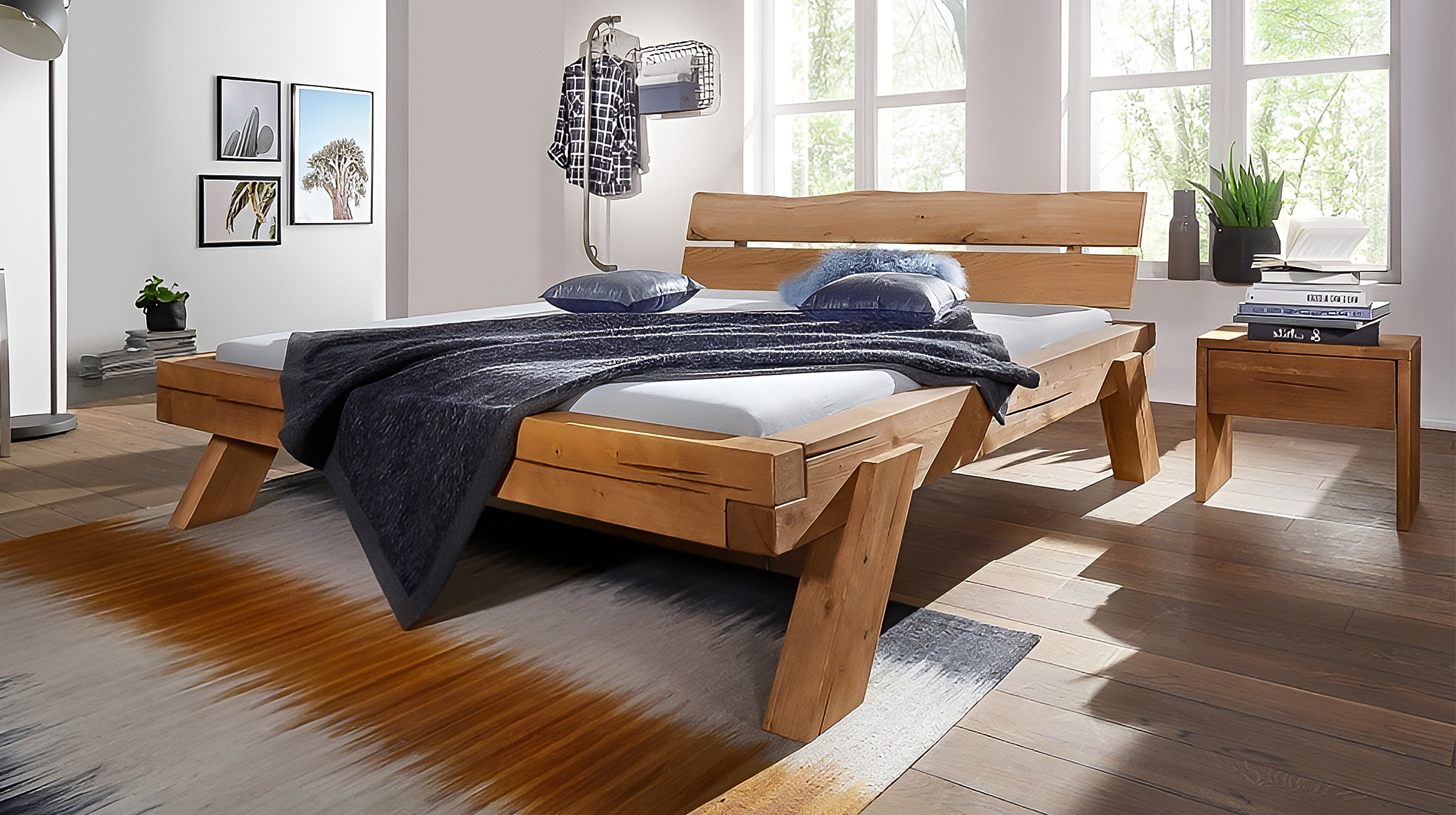 Nachttisch Fichte massiv 50 x 46 cm - mit Schublade - BENKA 