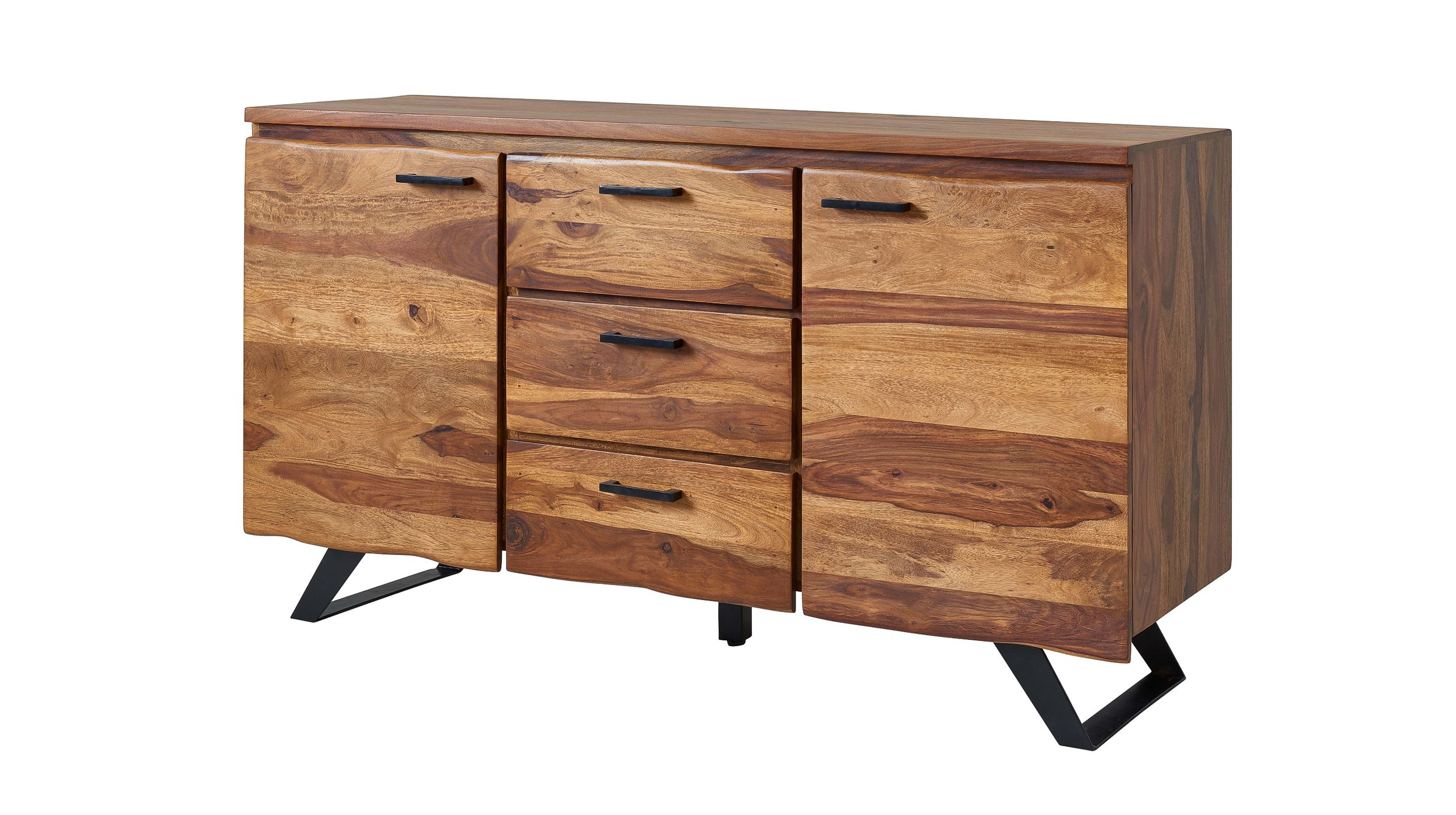 Sideboard mit 3 Schubladen Sheesham massiv gebeizt 145 cm - VINNAN