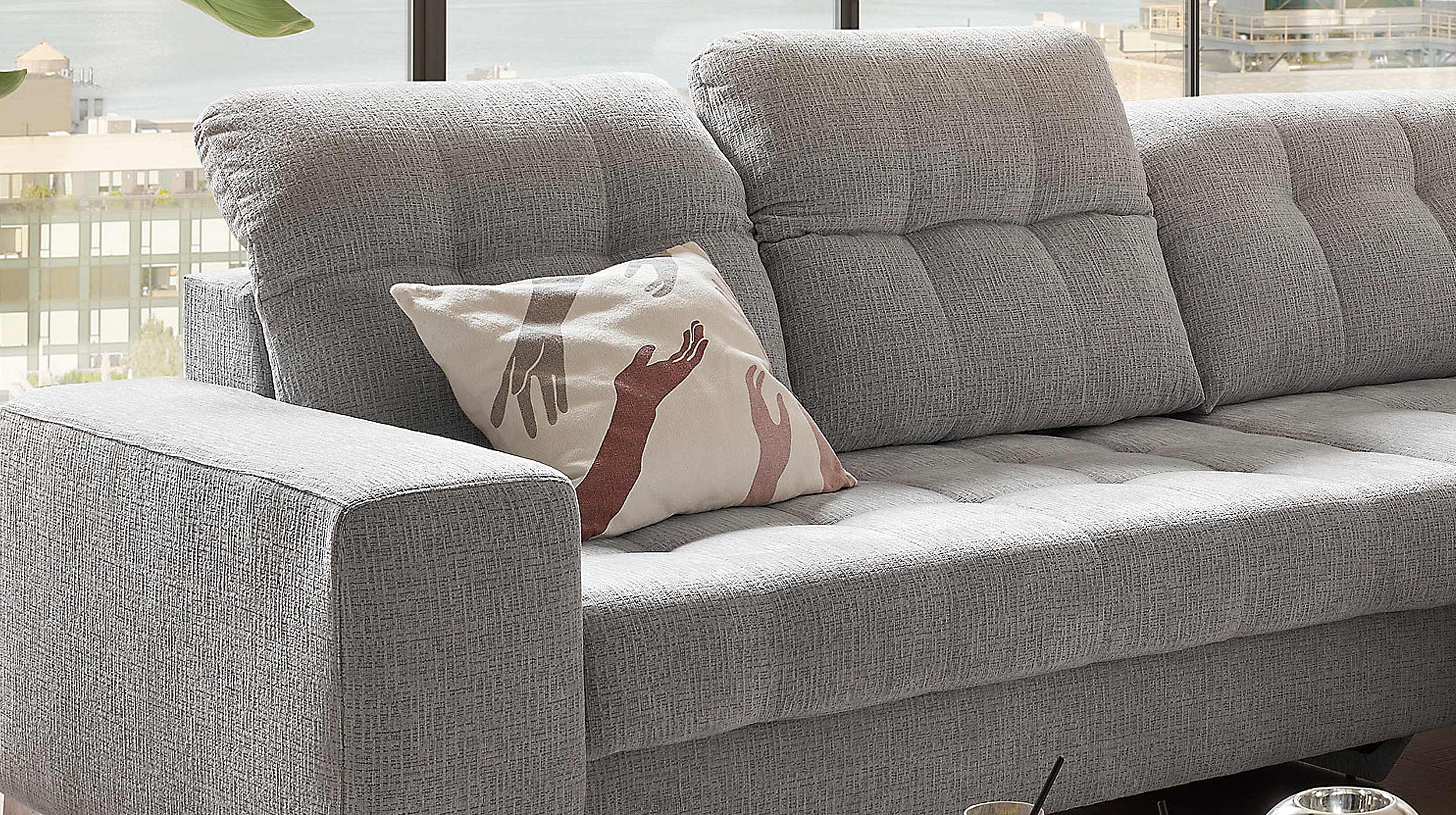 Ecksofa mit Bettkasten - grau - 289 cm - VARADERO