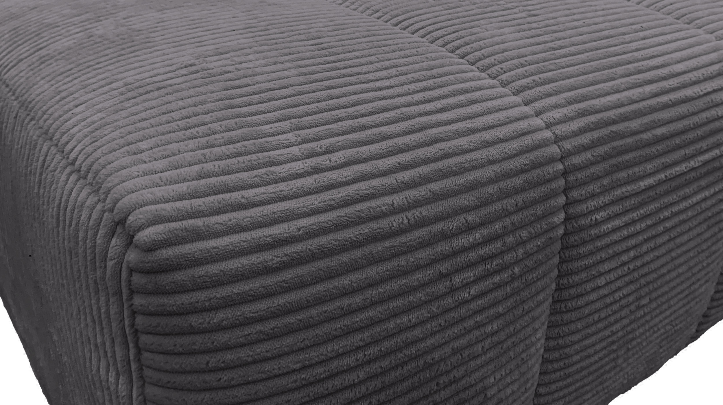 Ecksofa Cord grau ausziehbar - Sitztiefenverstellung 256 cm - OT links - SIMPLE