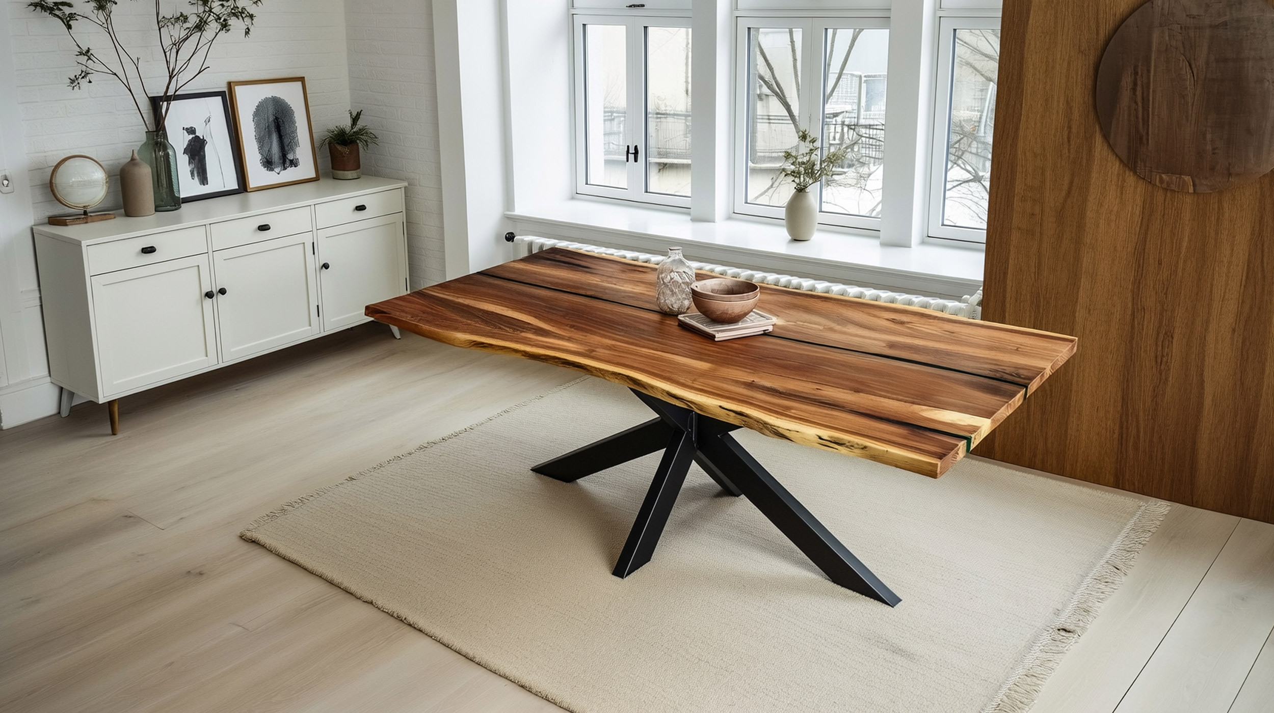 Esstisch Baumkantentisch 200 cm Akazie massiv Epoxidharz - TORVALD