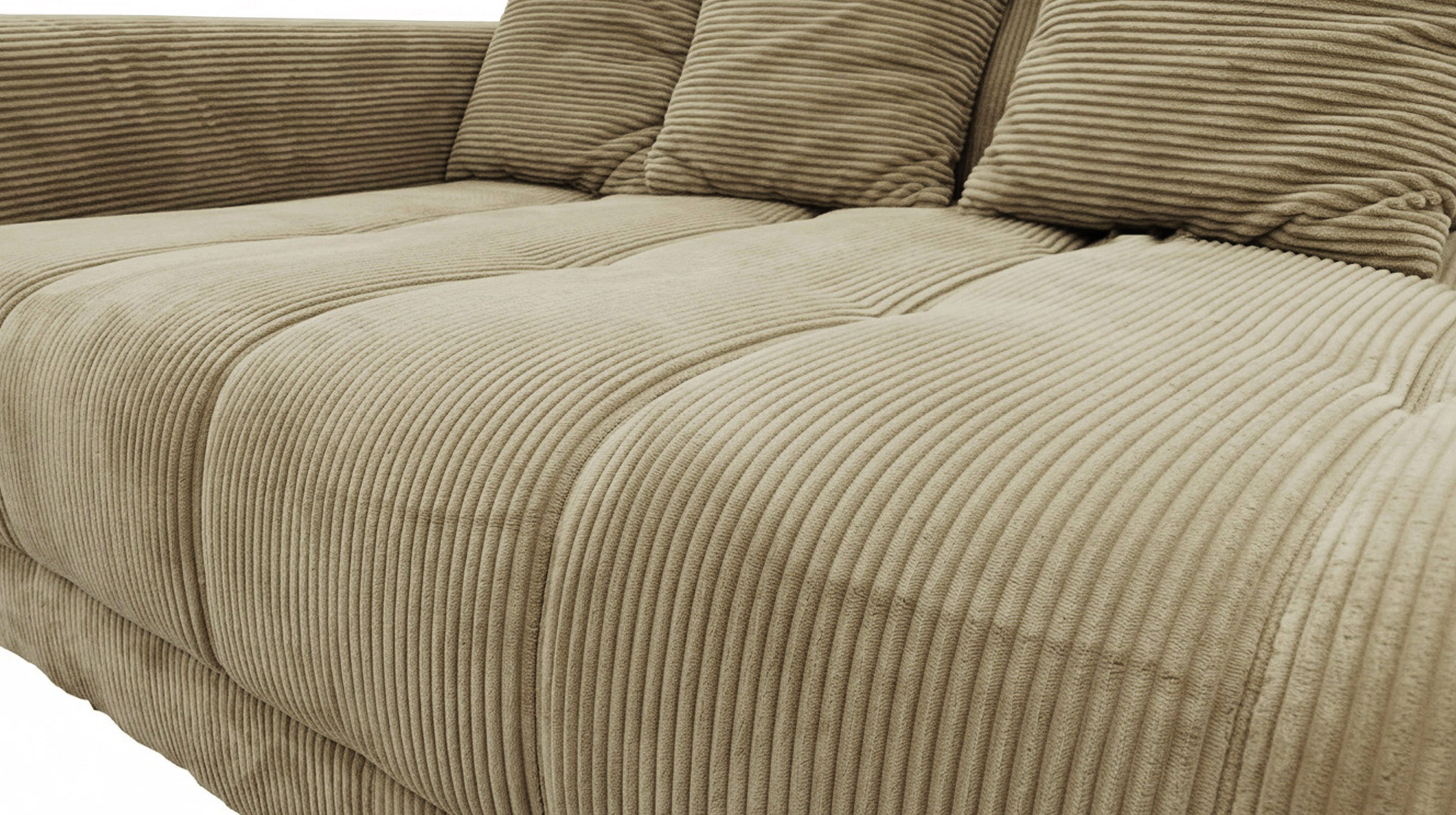 Ecksofa Cord grün elektrisch ausfahrbar 300 cm - OT rechts - ARTEMIS