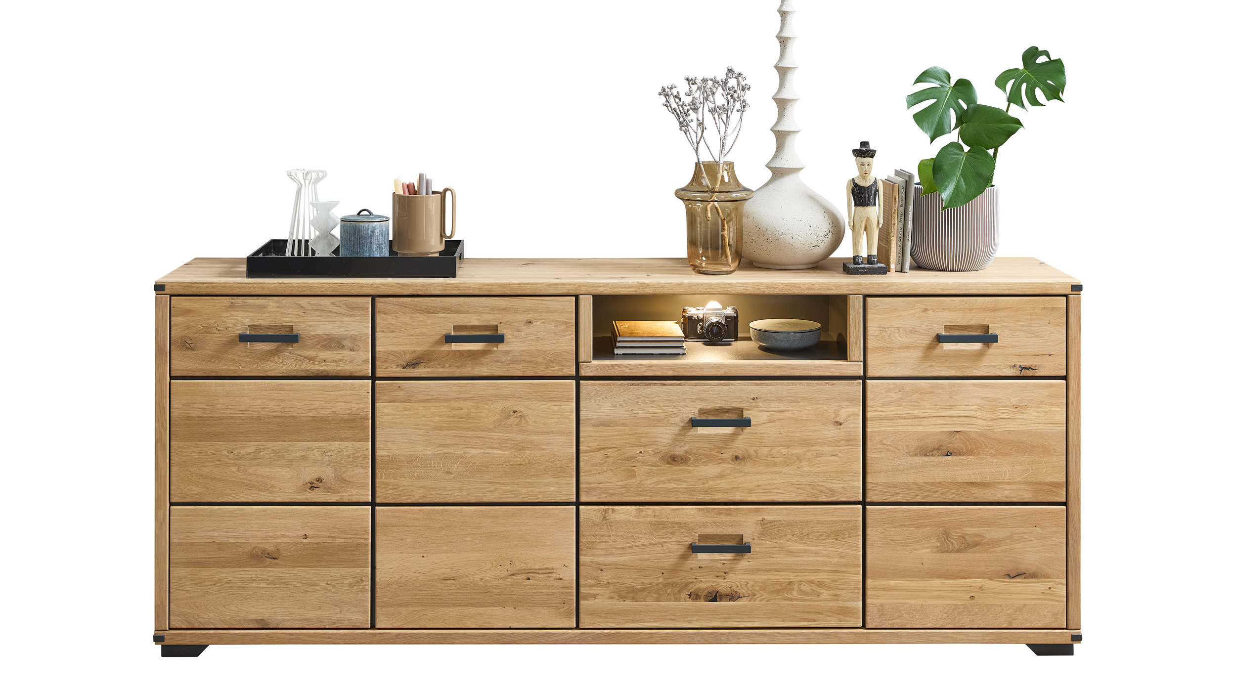 Sideboard mit Beleuchtung - Wildeiche - 219 cm - CATANIA