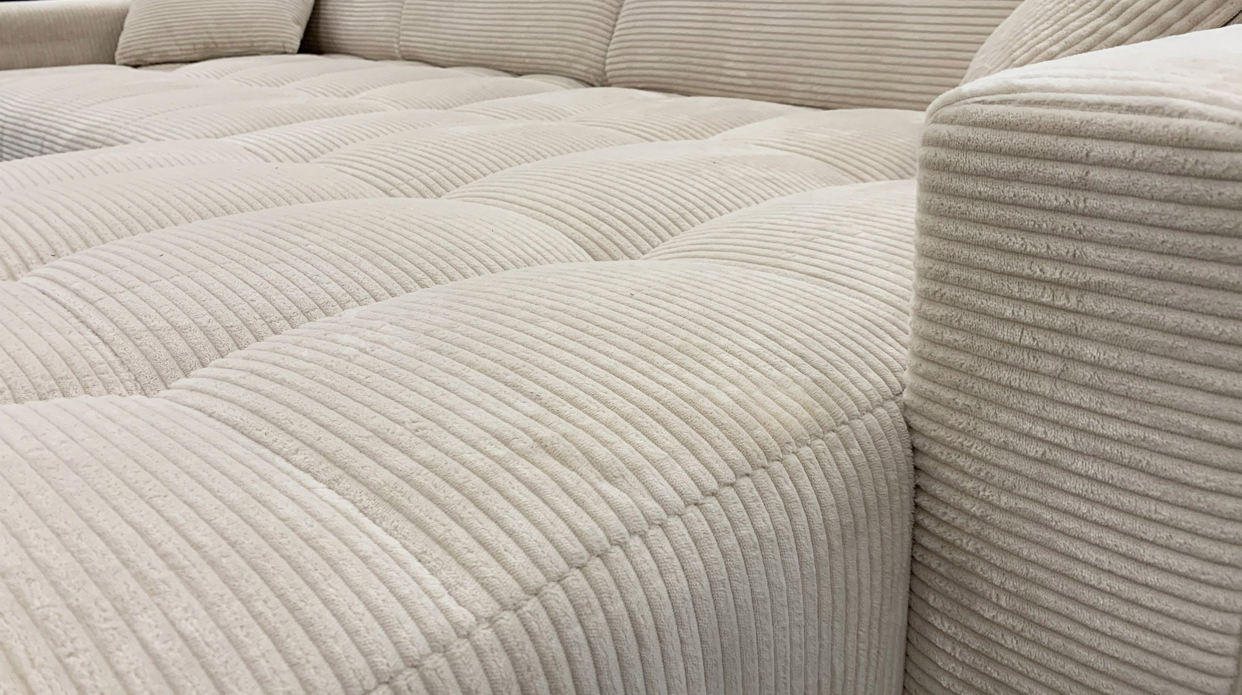 Ecksofa Cord beige ausziehbar - Sitztiefenverstellung 256 cm - OT rechts - SIMPLE